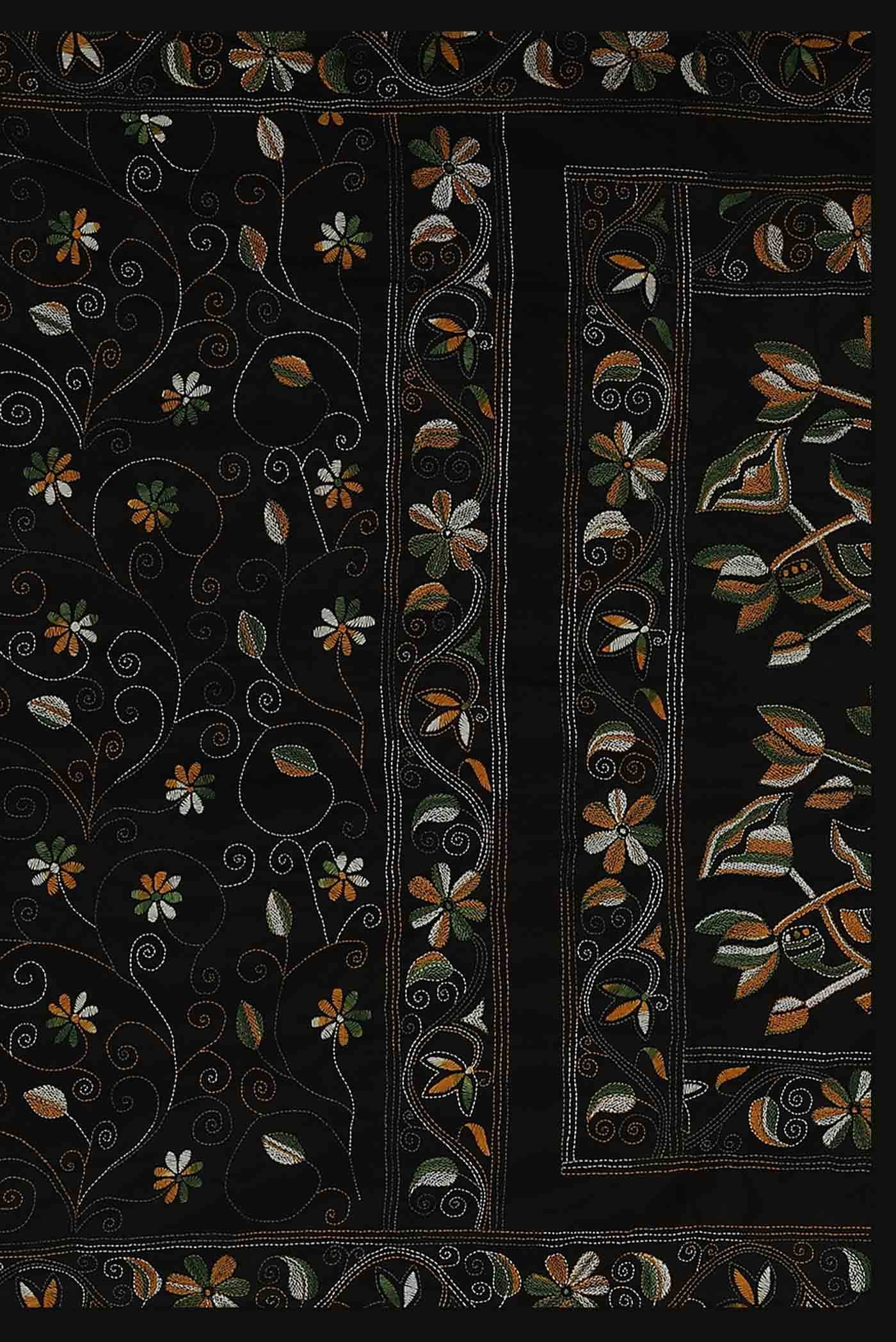 Black Tussar Silk Saree