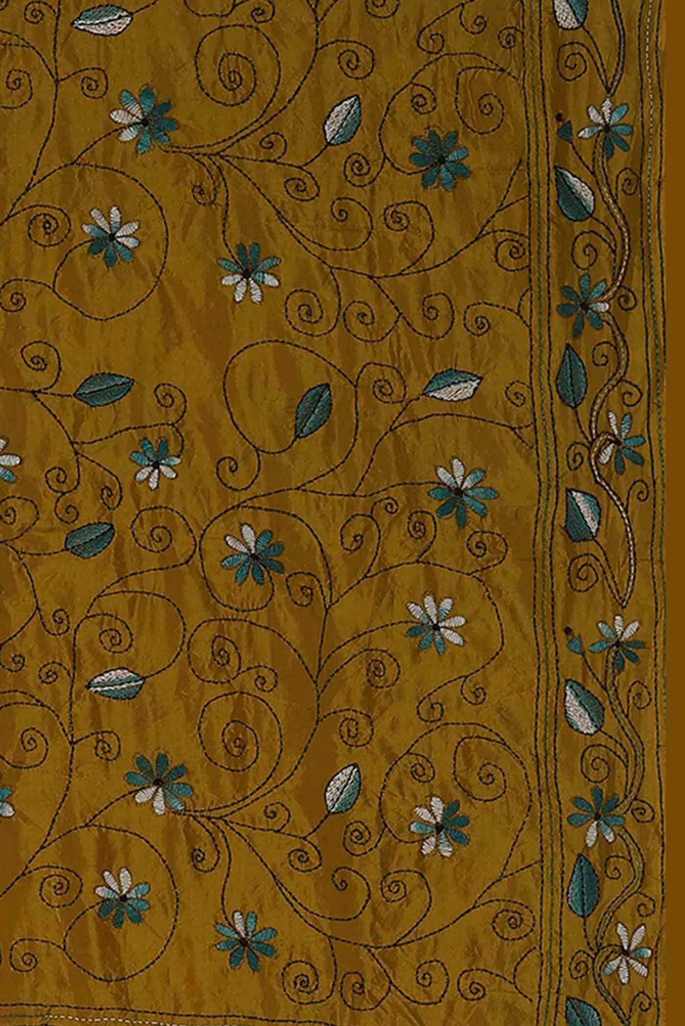 Mustard Tussar Silk Saree