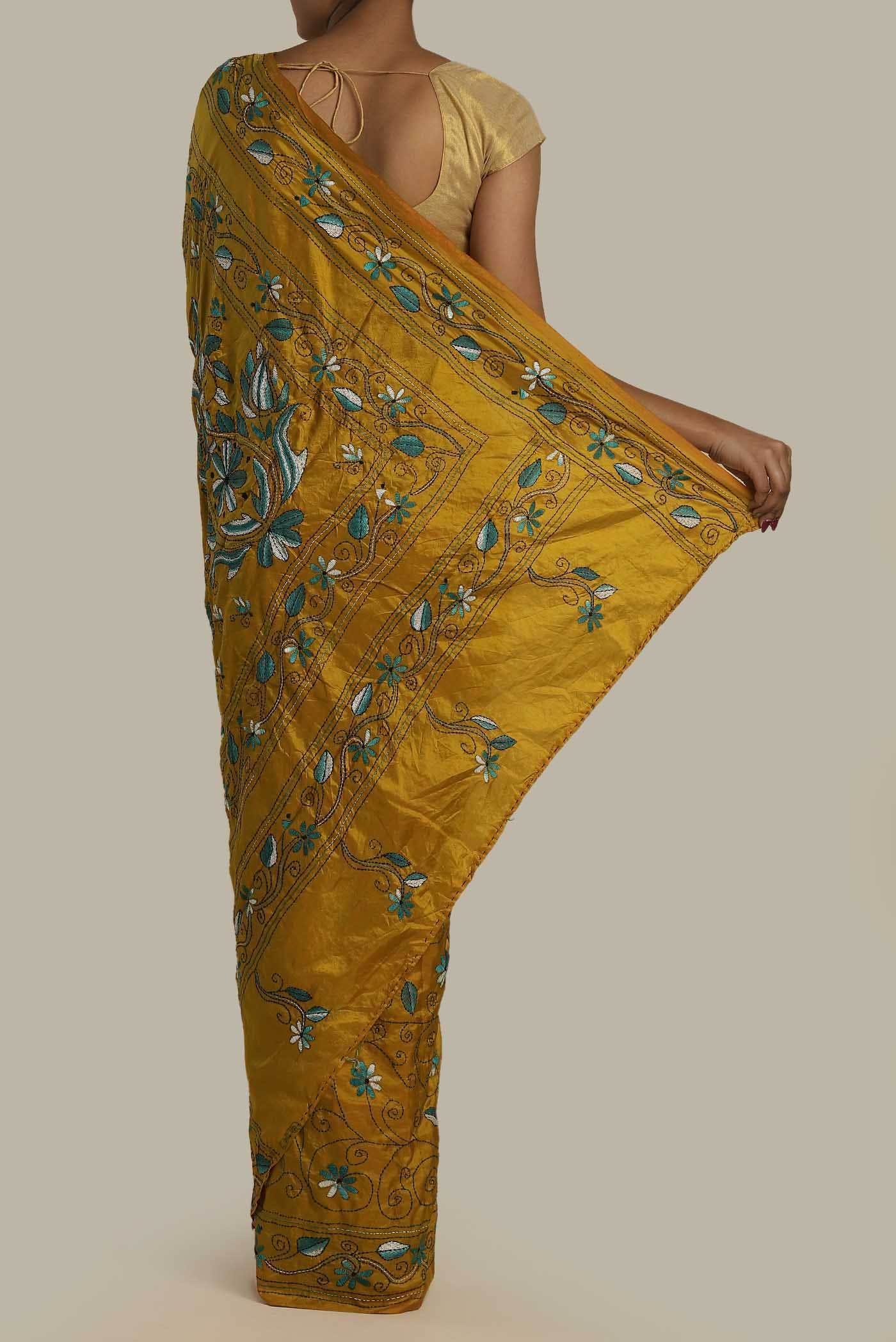 Mustard Tussar Silk Saree