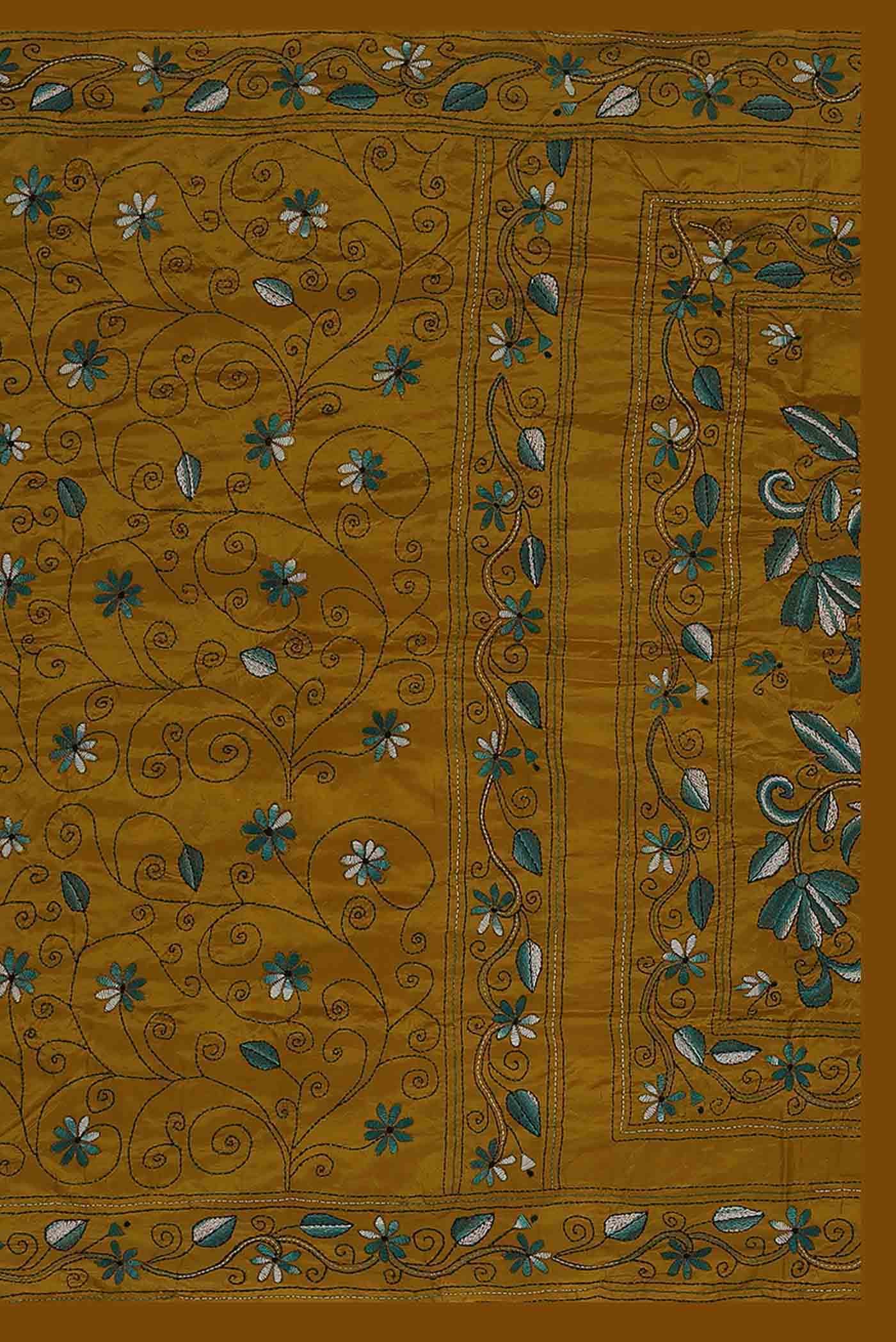 Mustard Tussar Silk Saree