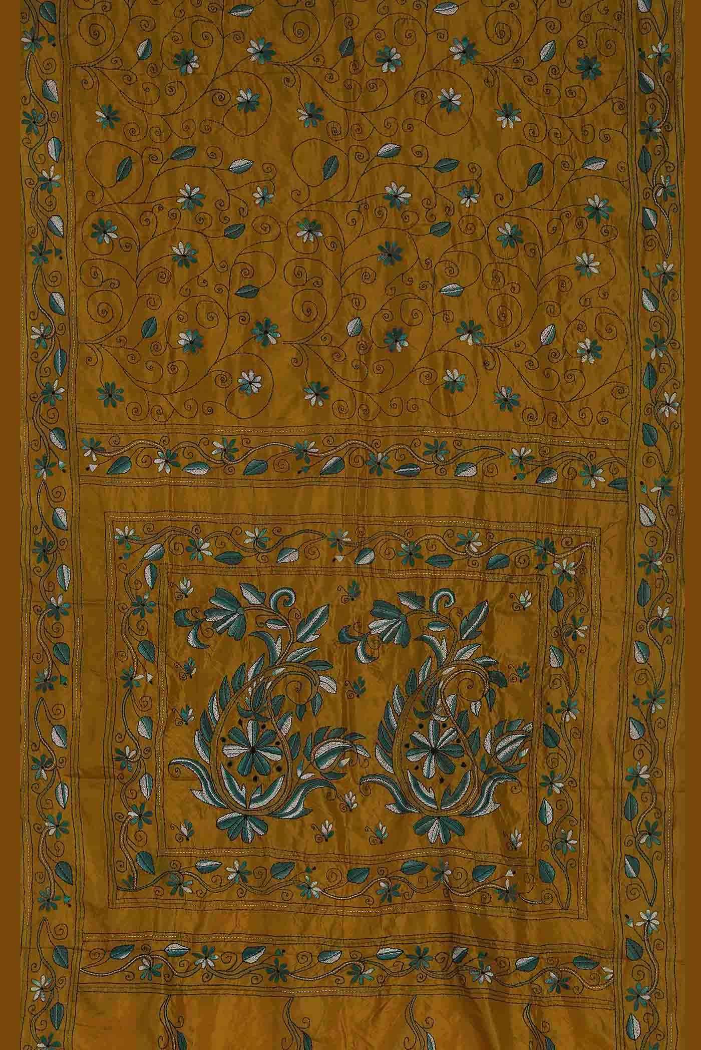 Mustard Tussar Silk Saree