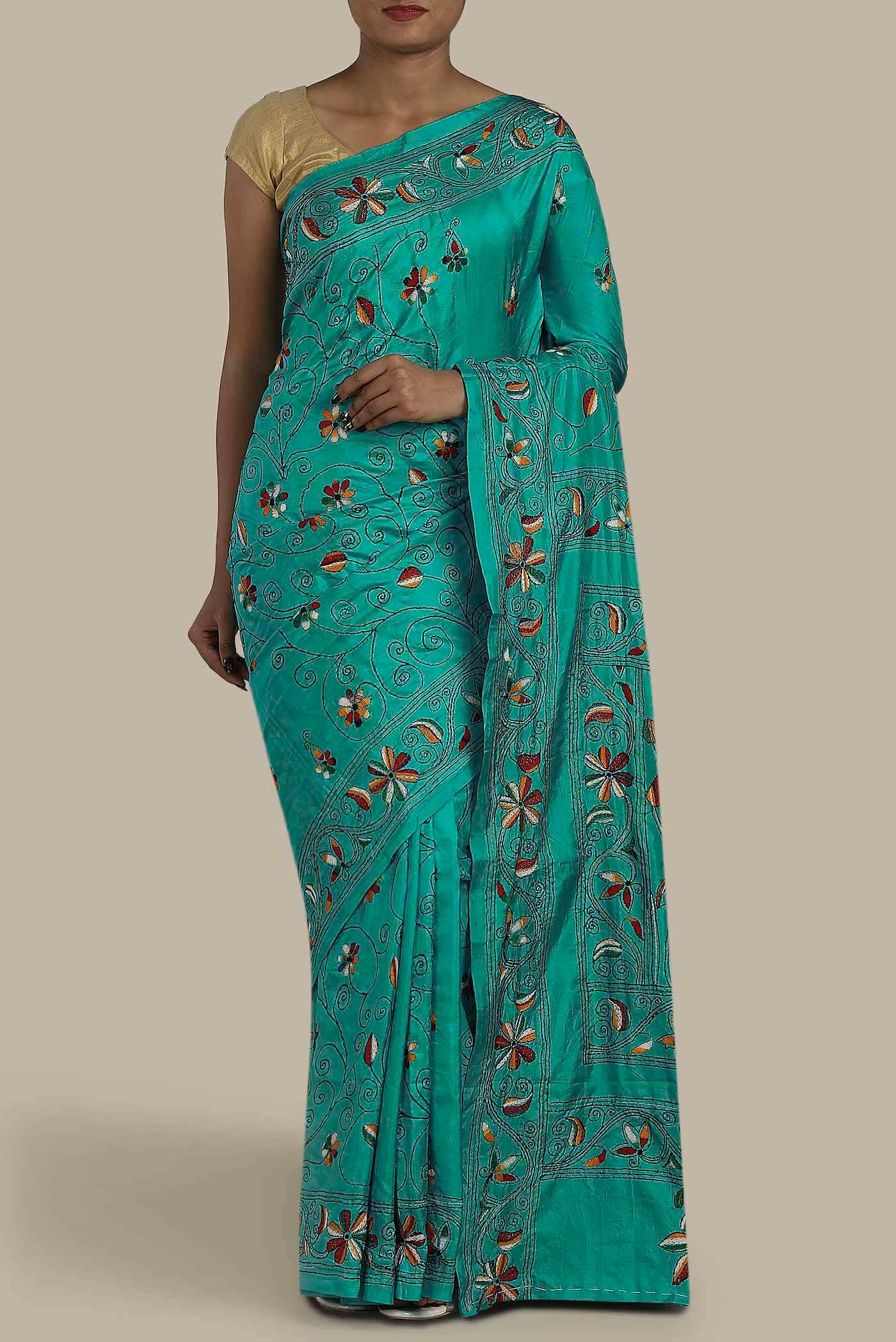 Green Tussar Silk Saree