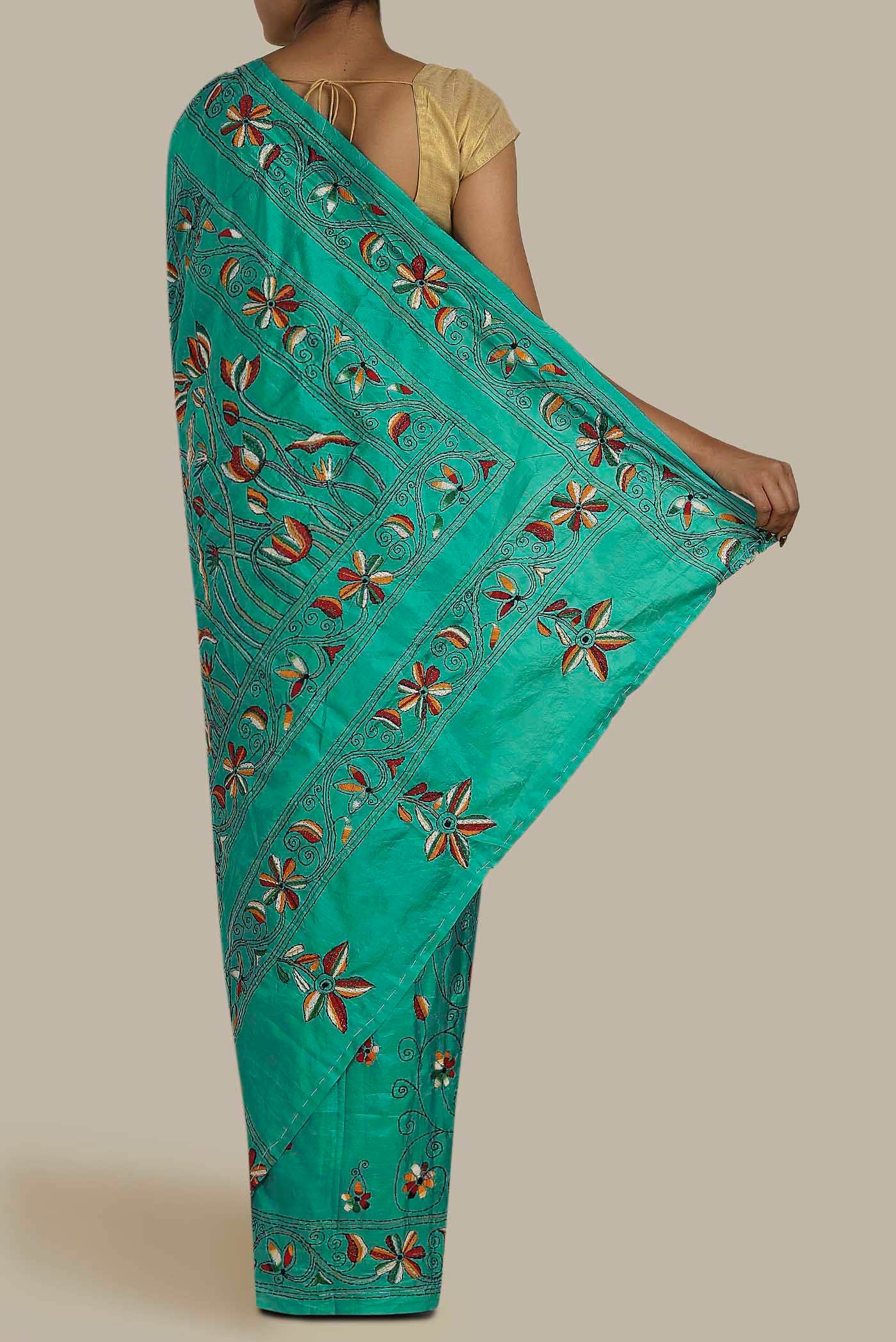 Green Tussar Silk Saree