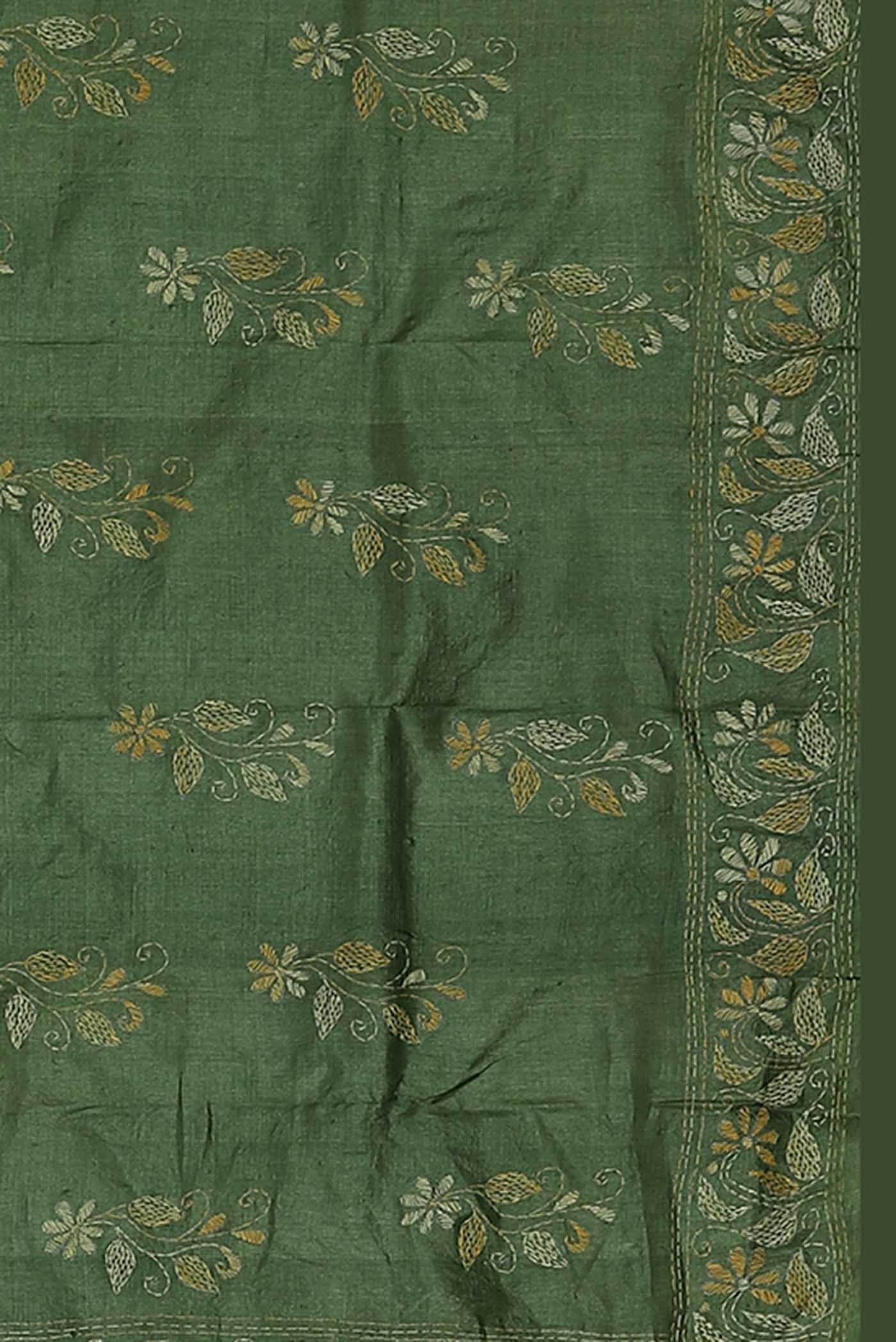 Green Tussar Silk Saree