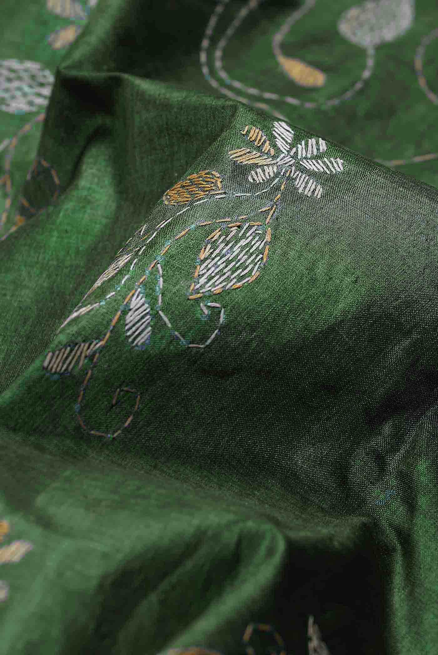 Green Tussar Silk Saree