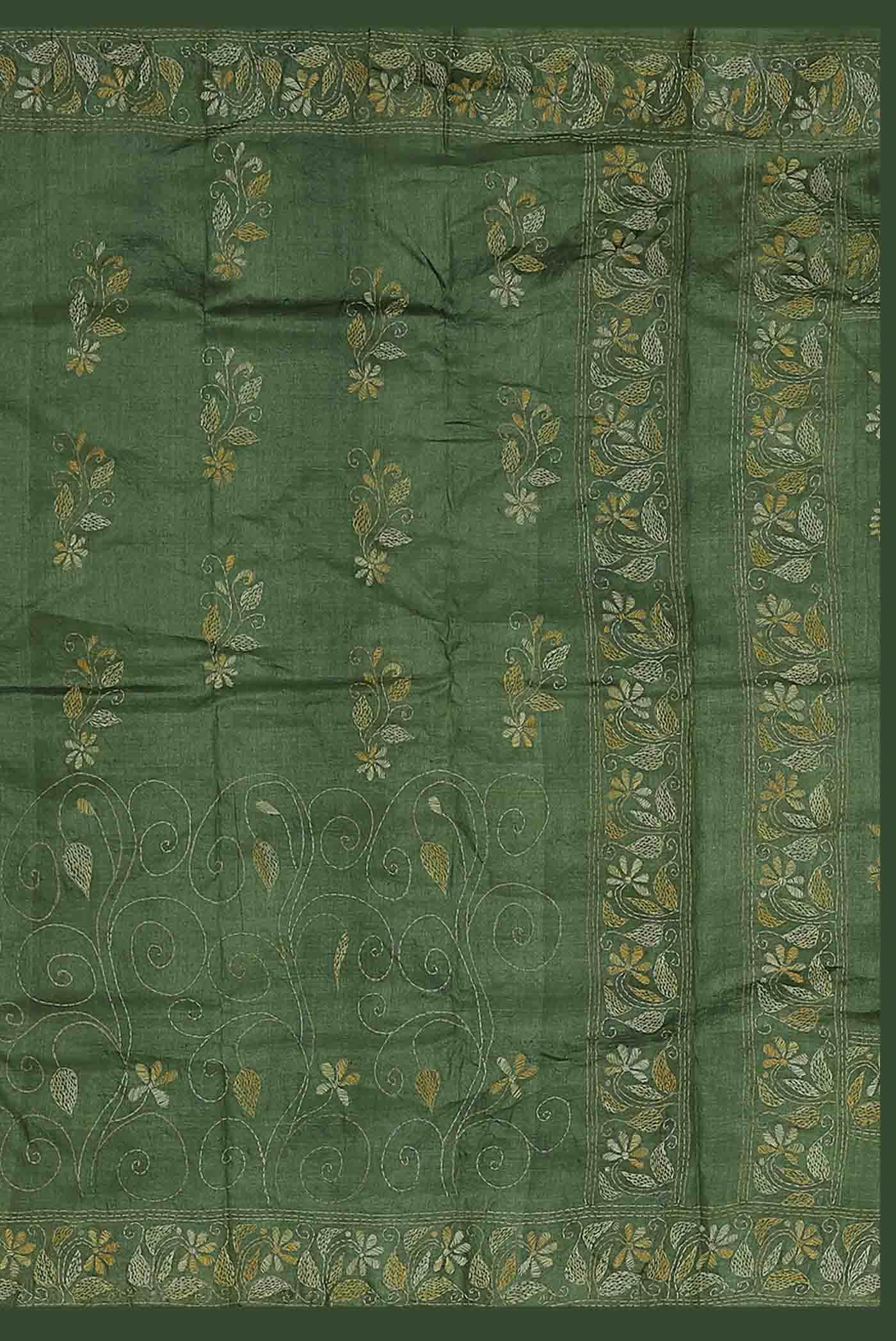 Green Tussar Silk Saree