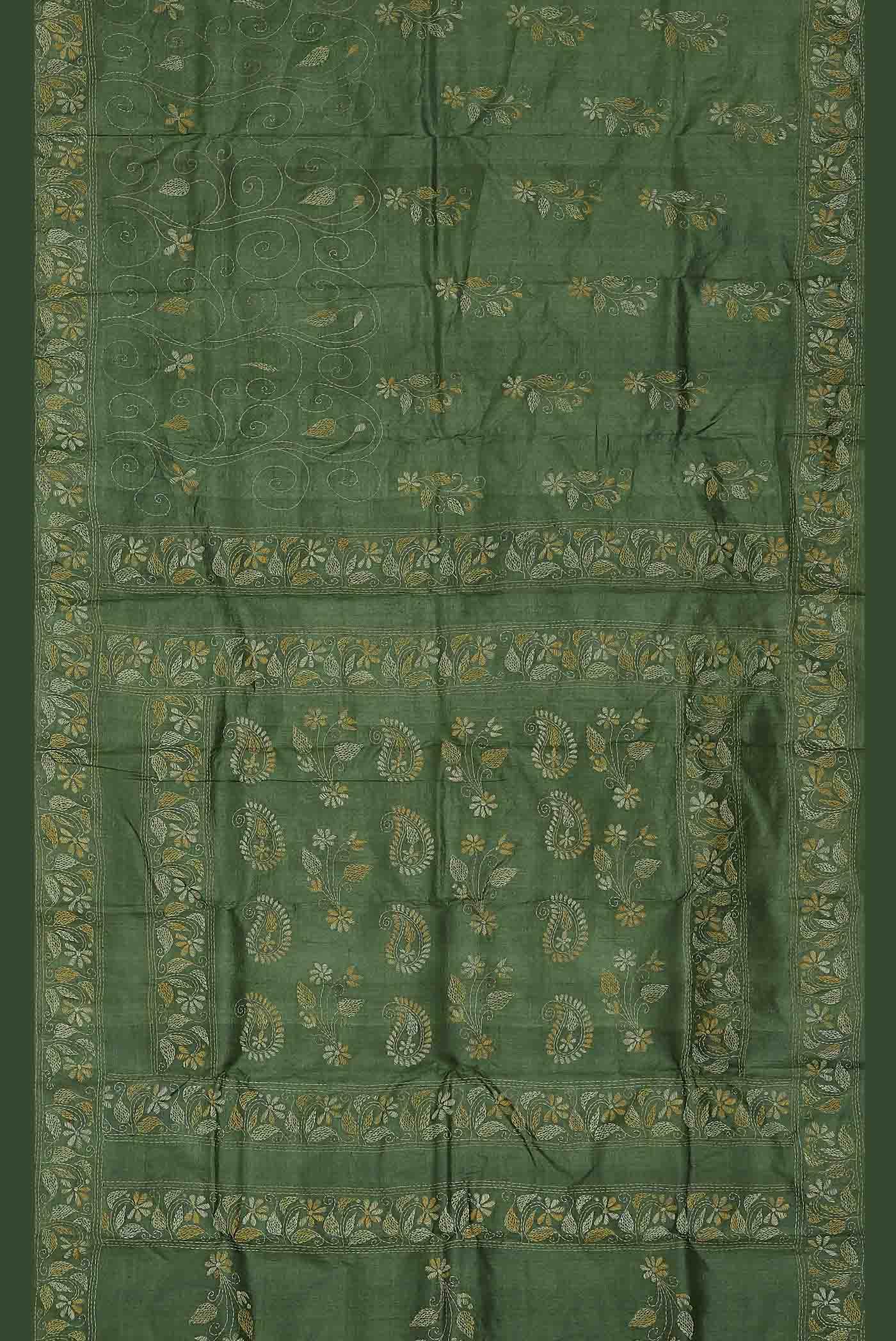 Green Tussar Silk Saree