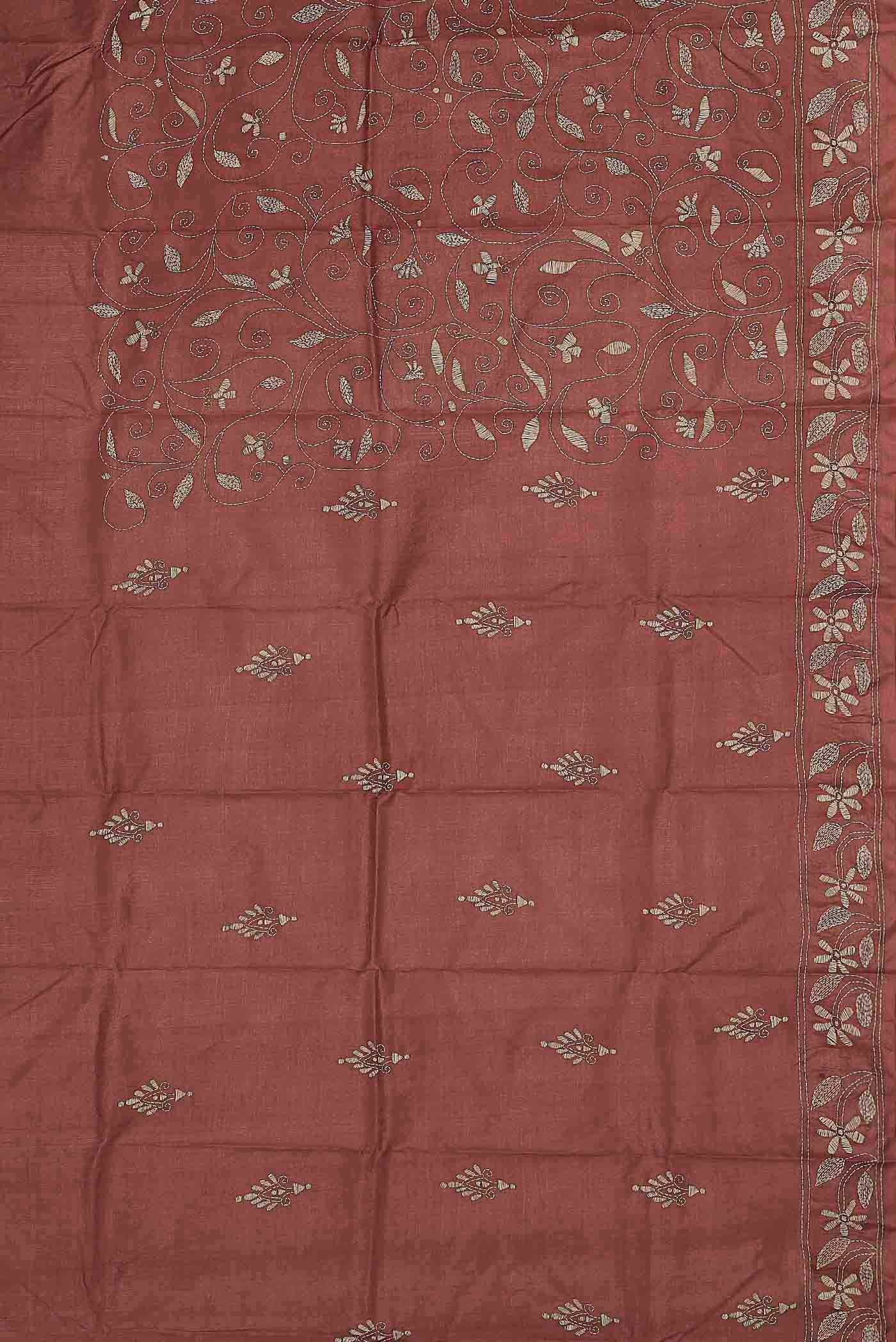 Coral Tussar Silk Saree