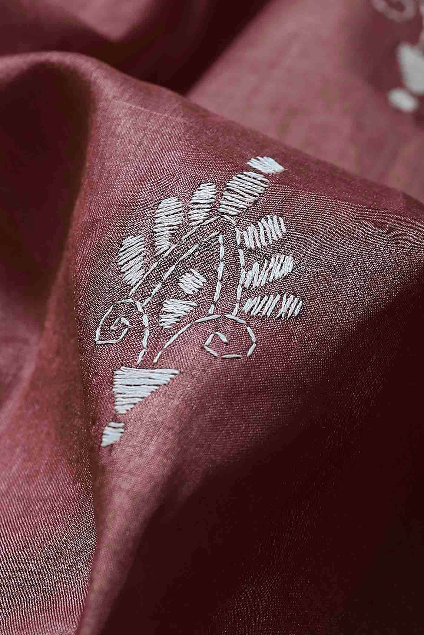 Coral Tussar Silk Saree