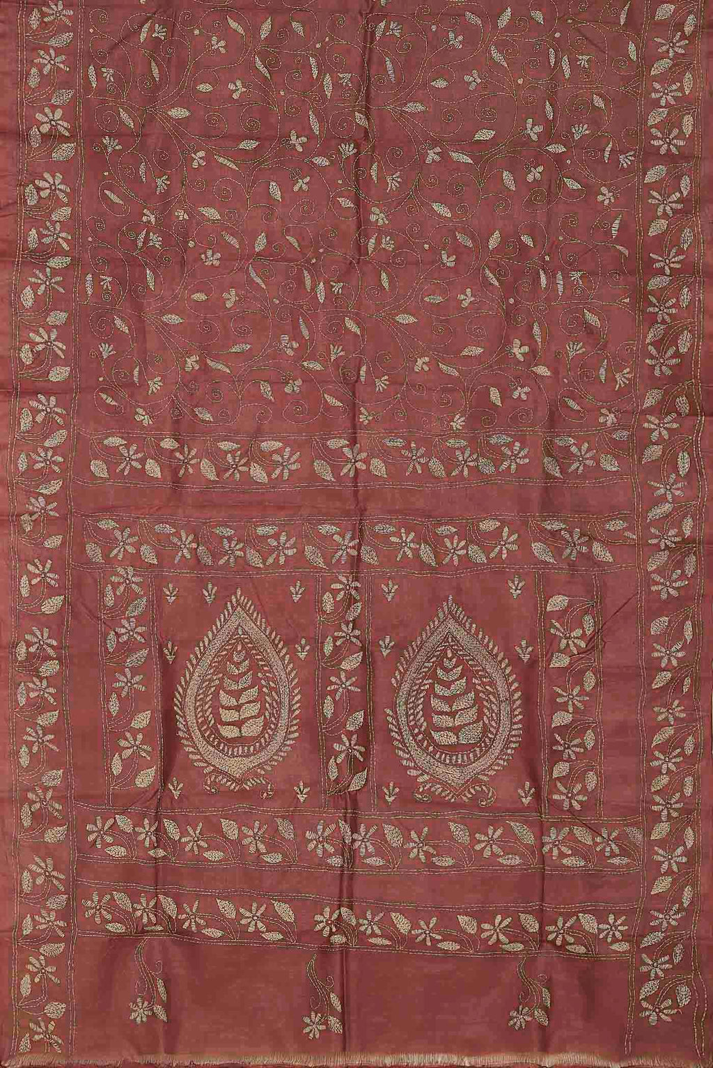 Coral Tussar Silk Saree