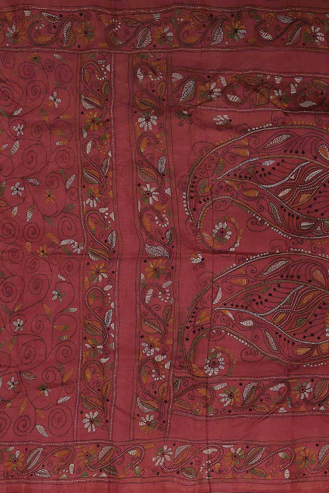 Coral Tussar Silk Saree