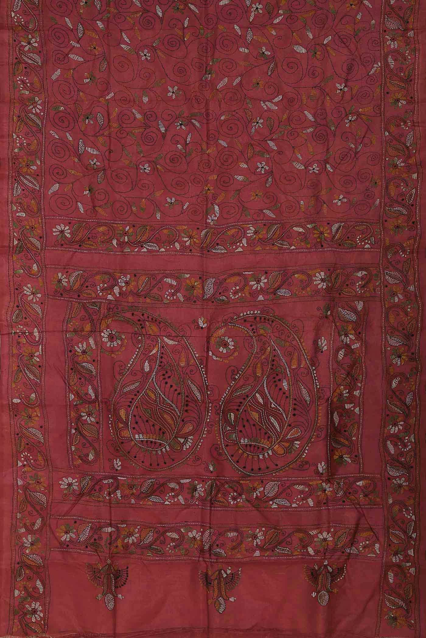 Coral Tussar Silk Saree