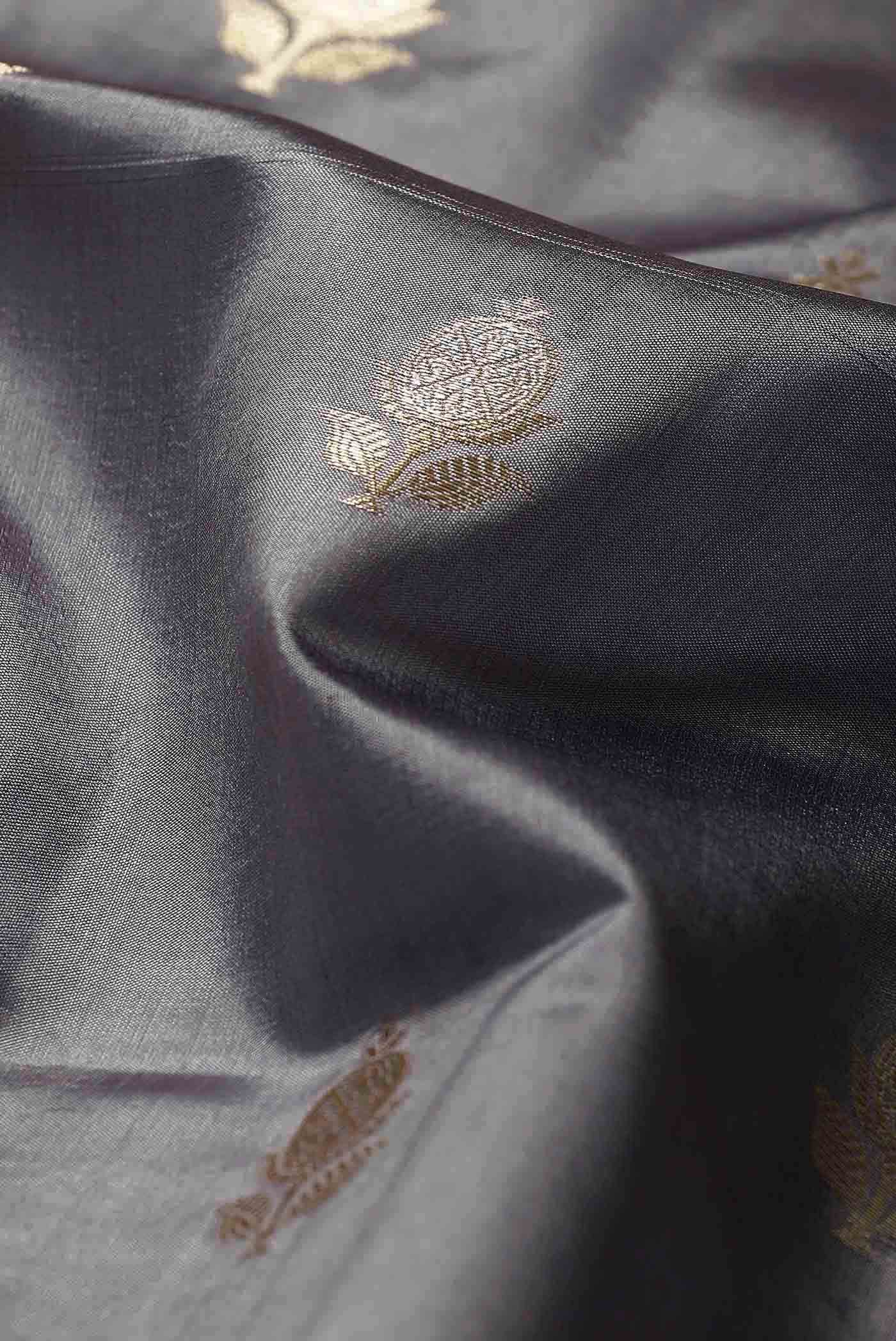 Grey Banarasi Raw Silk Saree