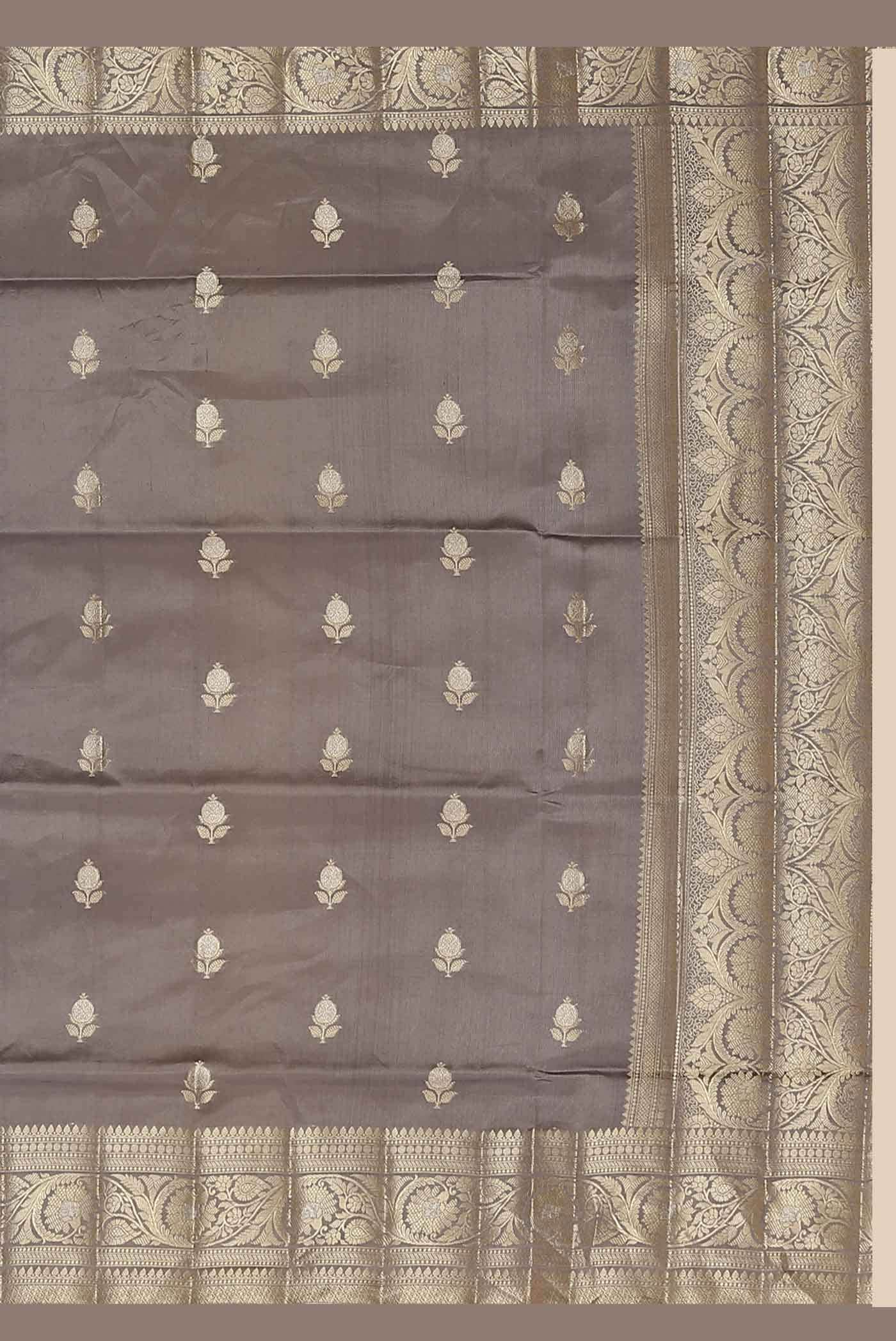 Grey Banarasi Raw Silk Saree