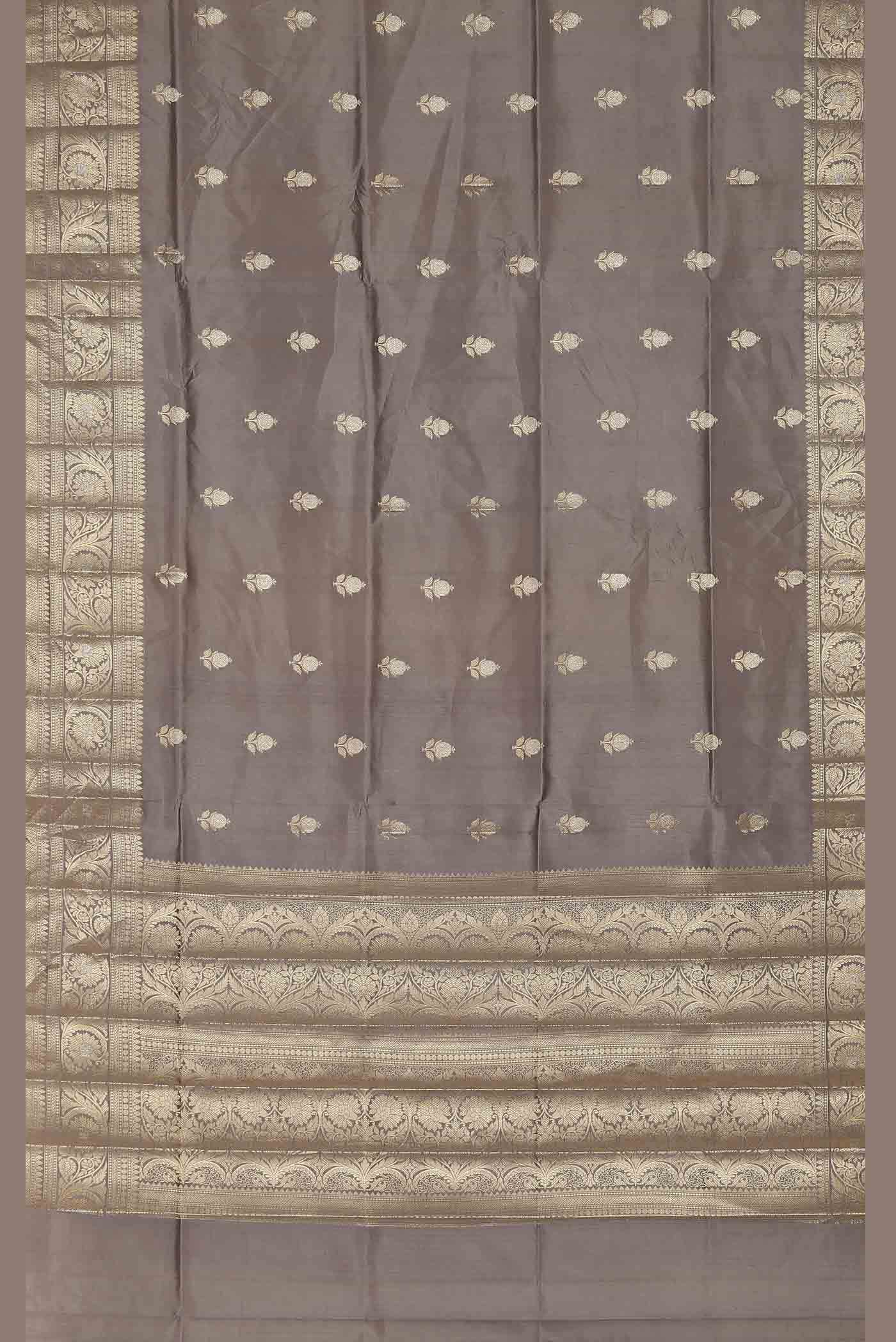 Grey Banarasi Raw Silk Saree