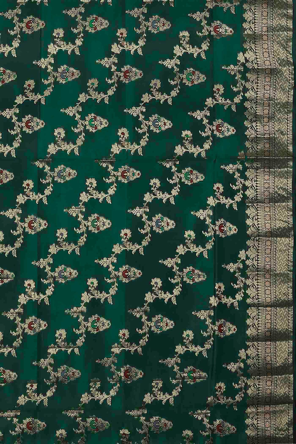 Green Banarasi Raw Silk Saree