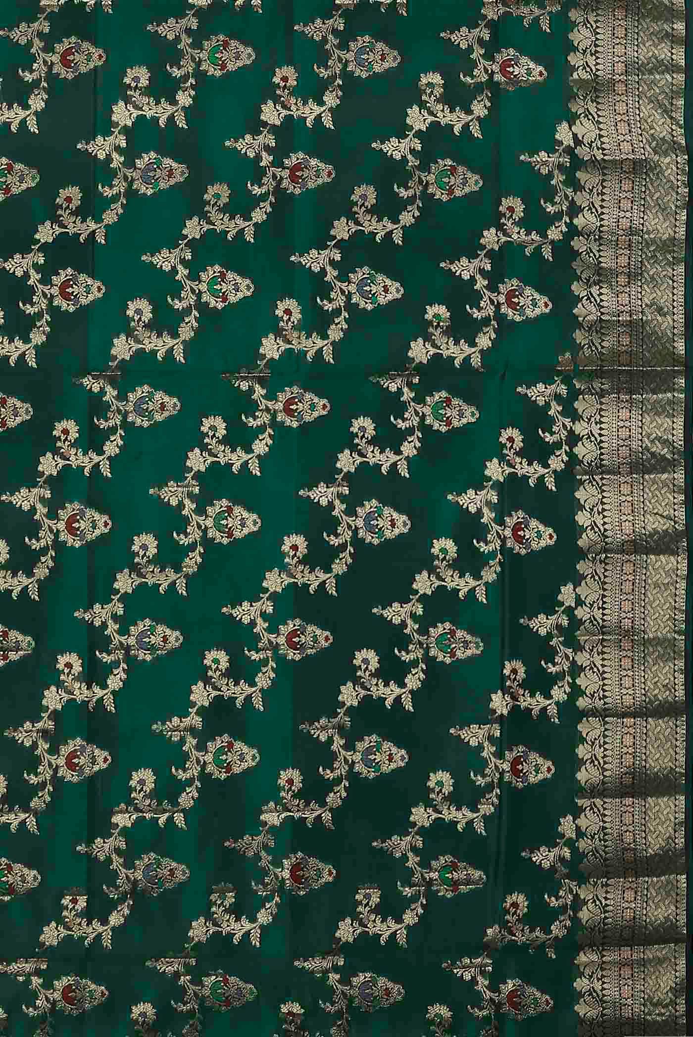 Green Banarasi Raw Silk Saree