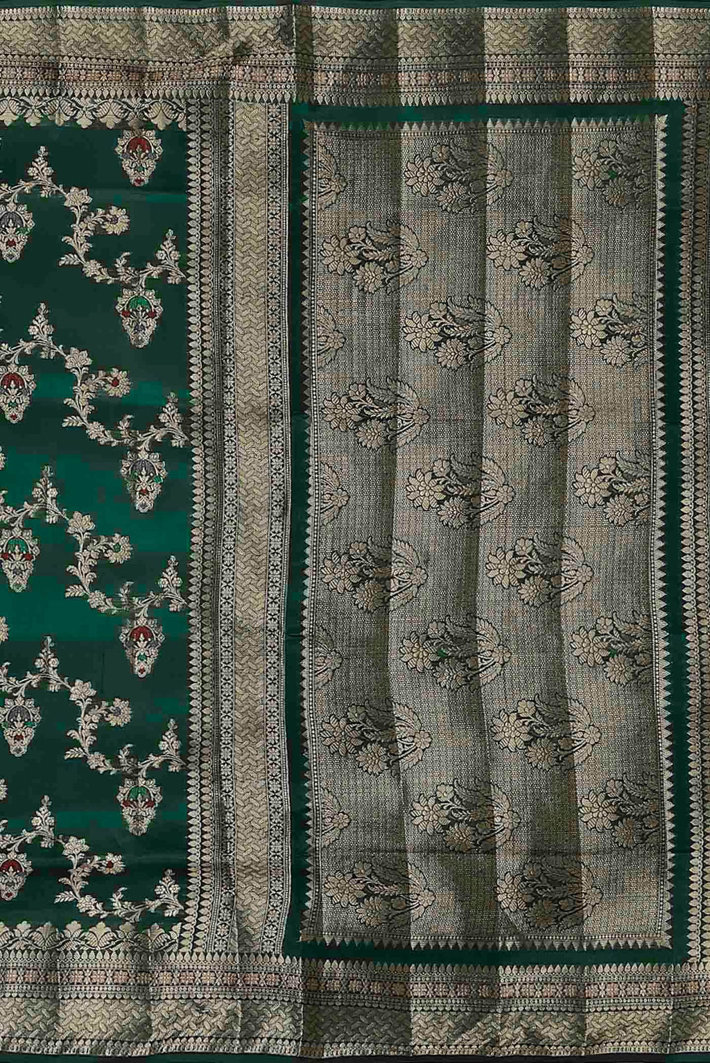 Green Banarasi Raw Silk Saree