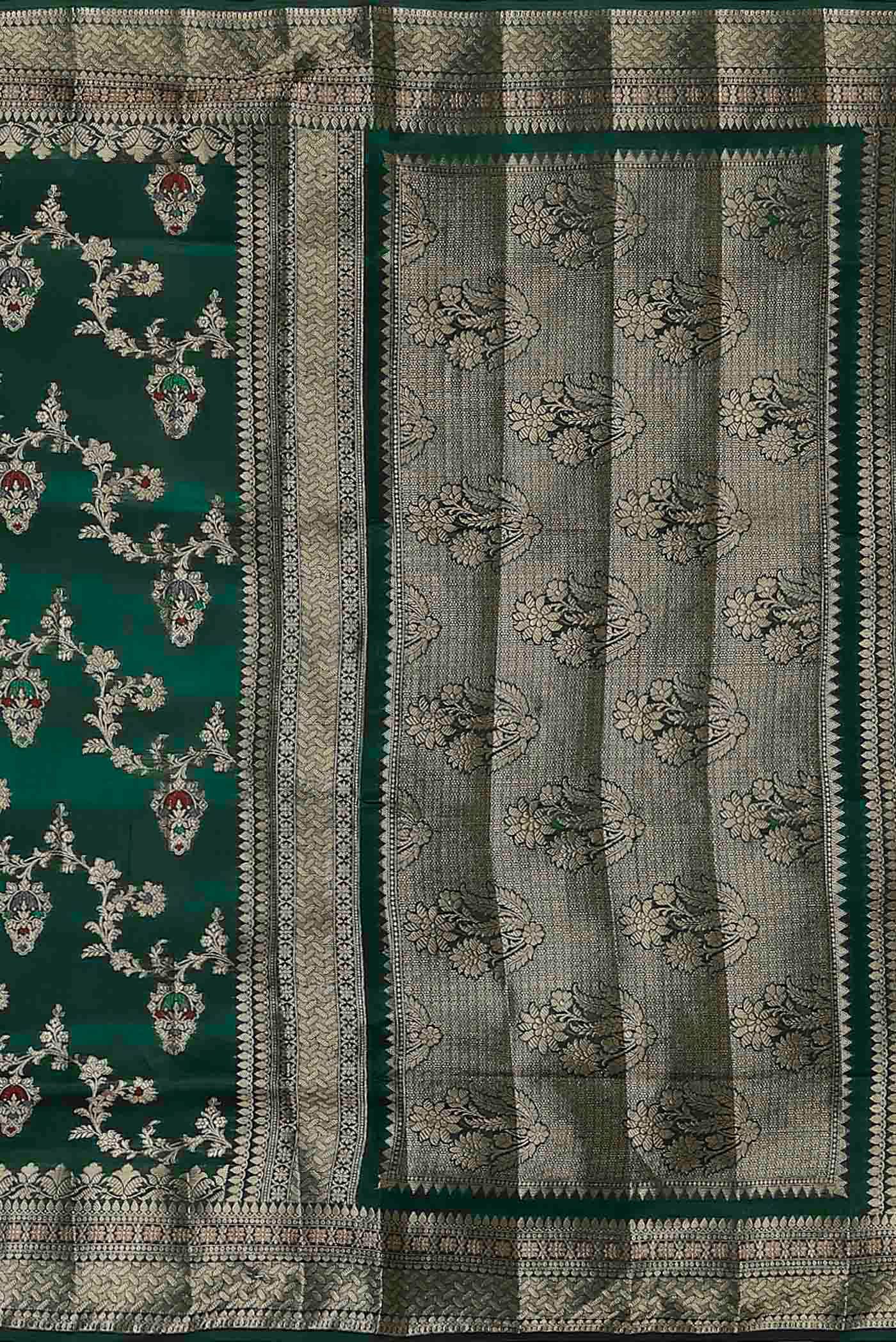 Green Banarasi Raw Silk Saree