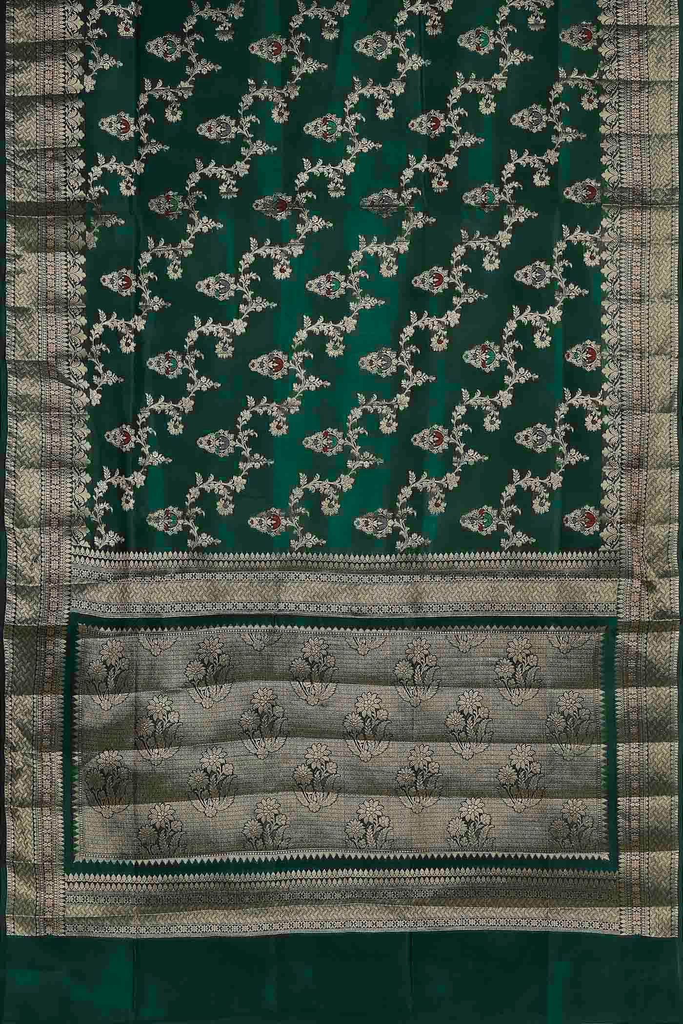 Green Banarasi Raw Silk Saree