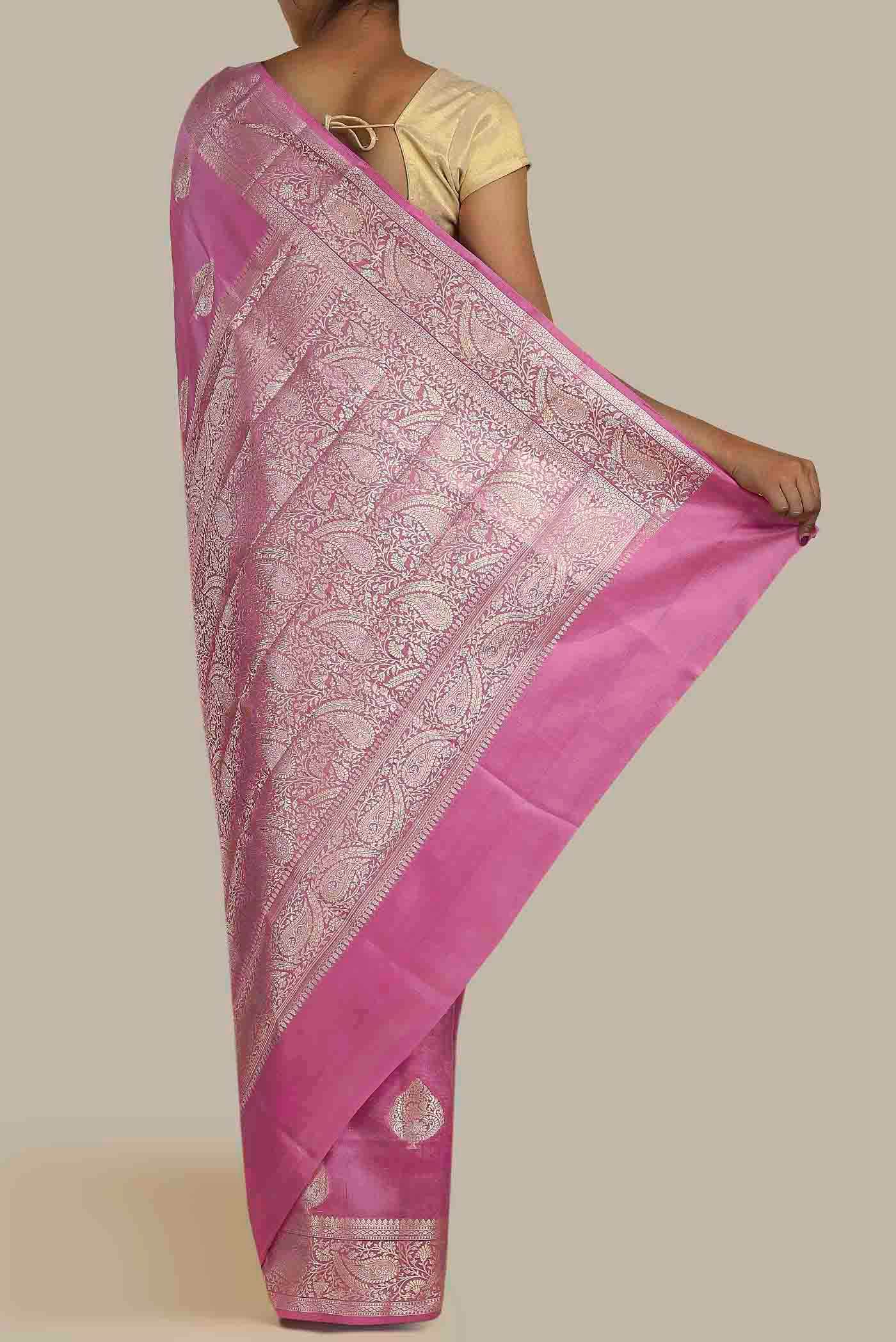 Pink Banarasi Raw Silk Saree
