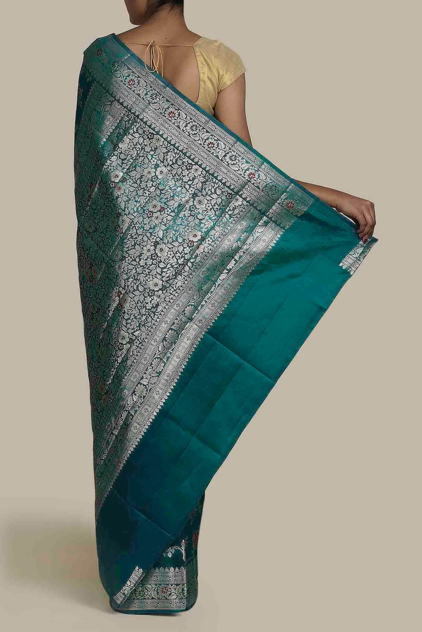 Blue Banarasi Raw Silk Saree