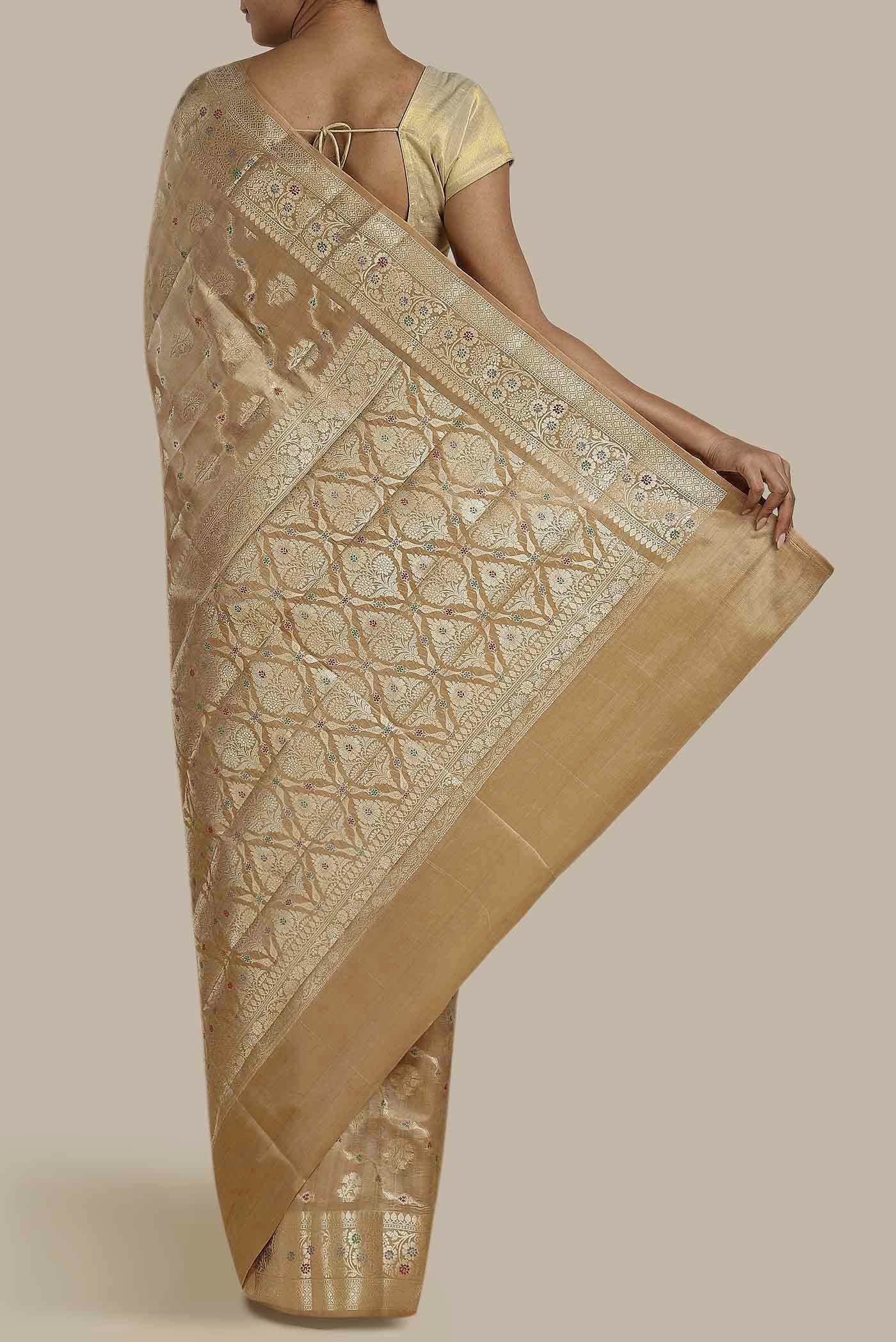 Beige Banarasi Raw Silk Saree