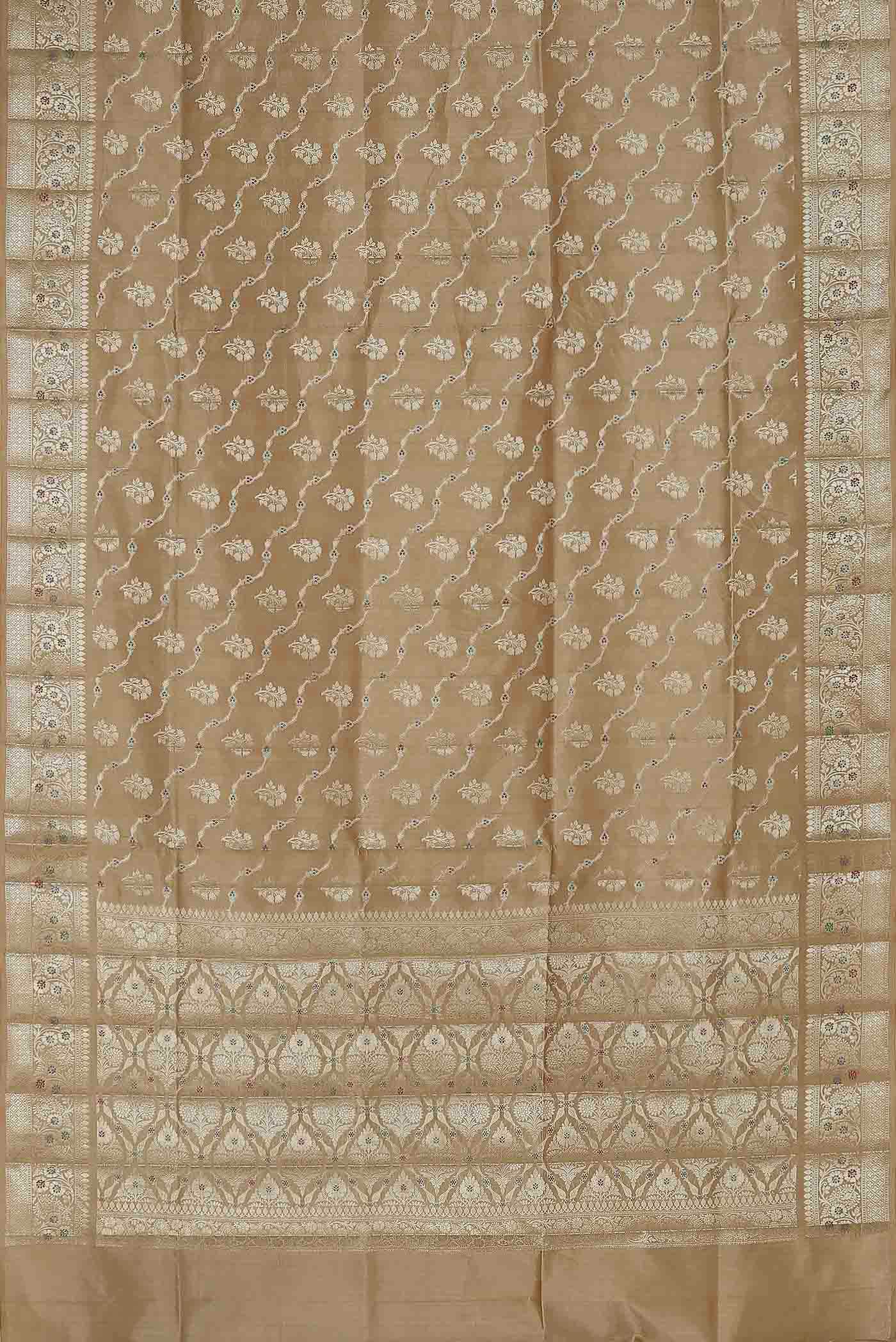 Beige Banarasi Raw Silk Saree