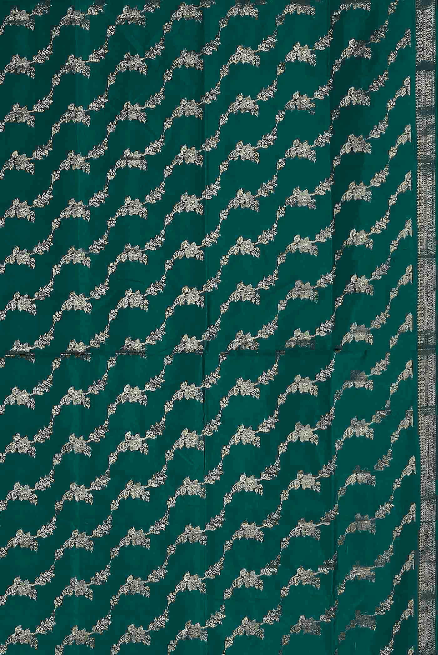 Green Banarasi Raw Silk Saree