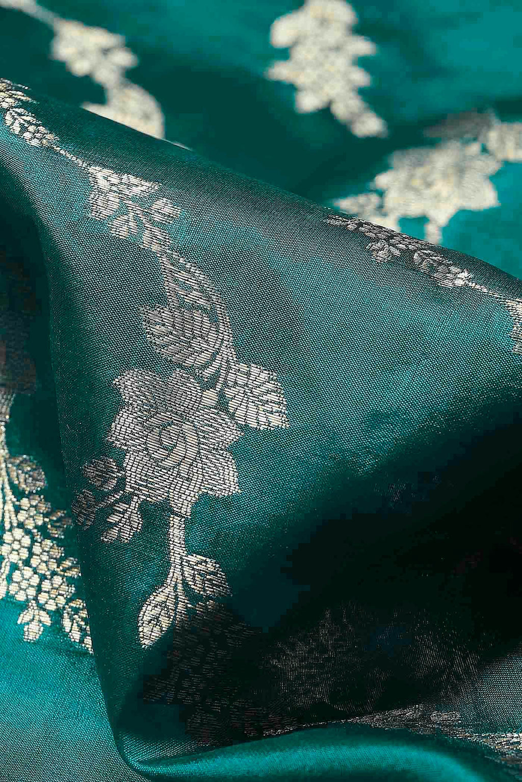 Green Banarasi Raw Silk Saree