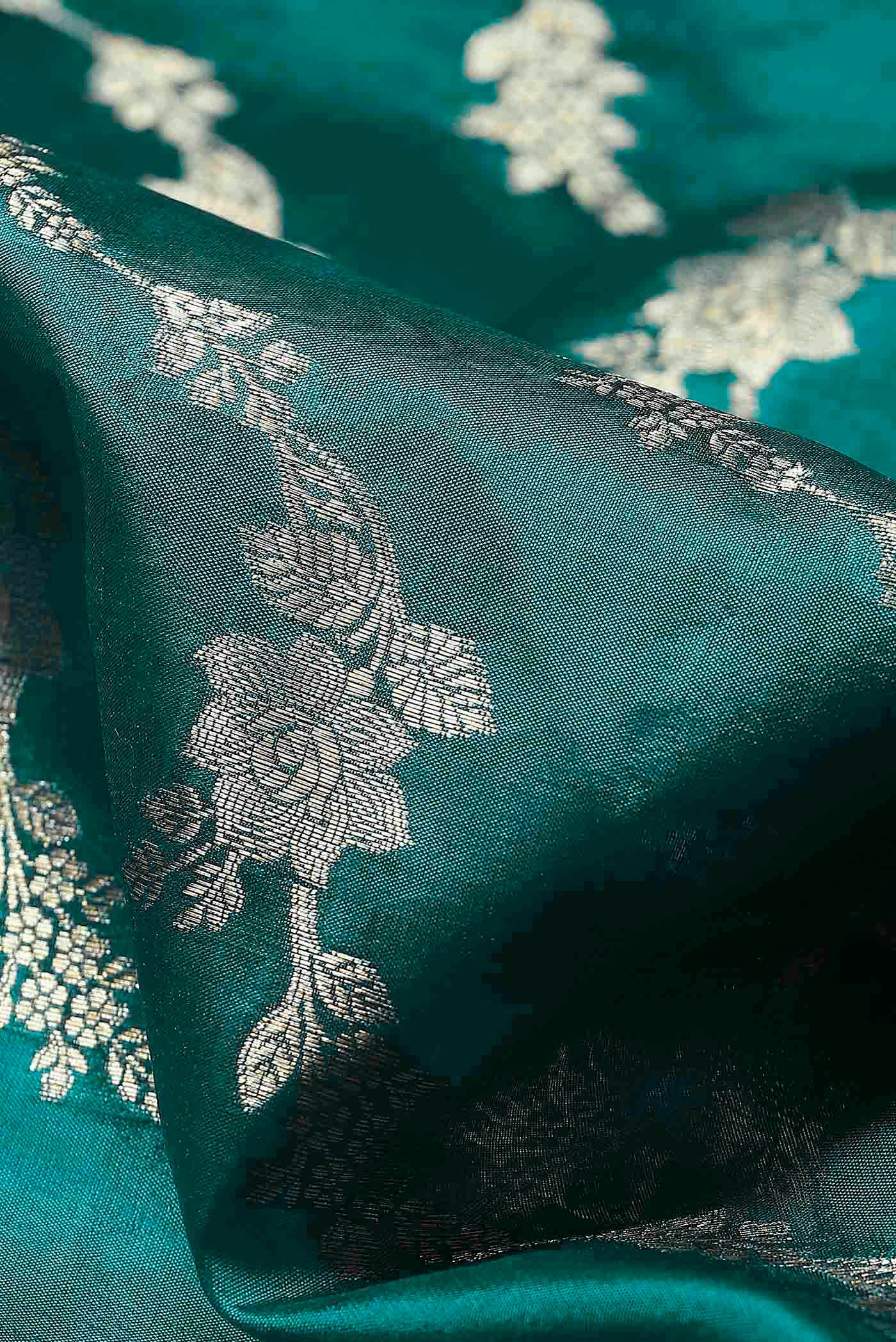 Green Banarasi Raw Silk Saree