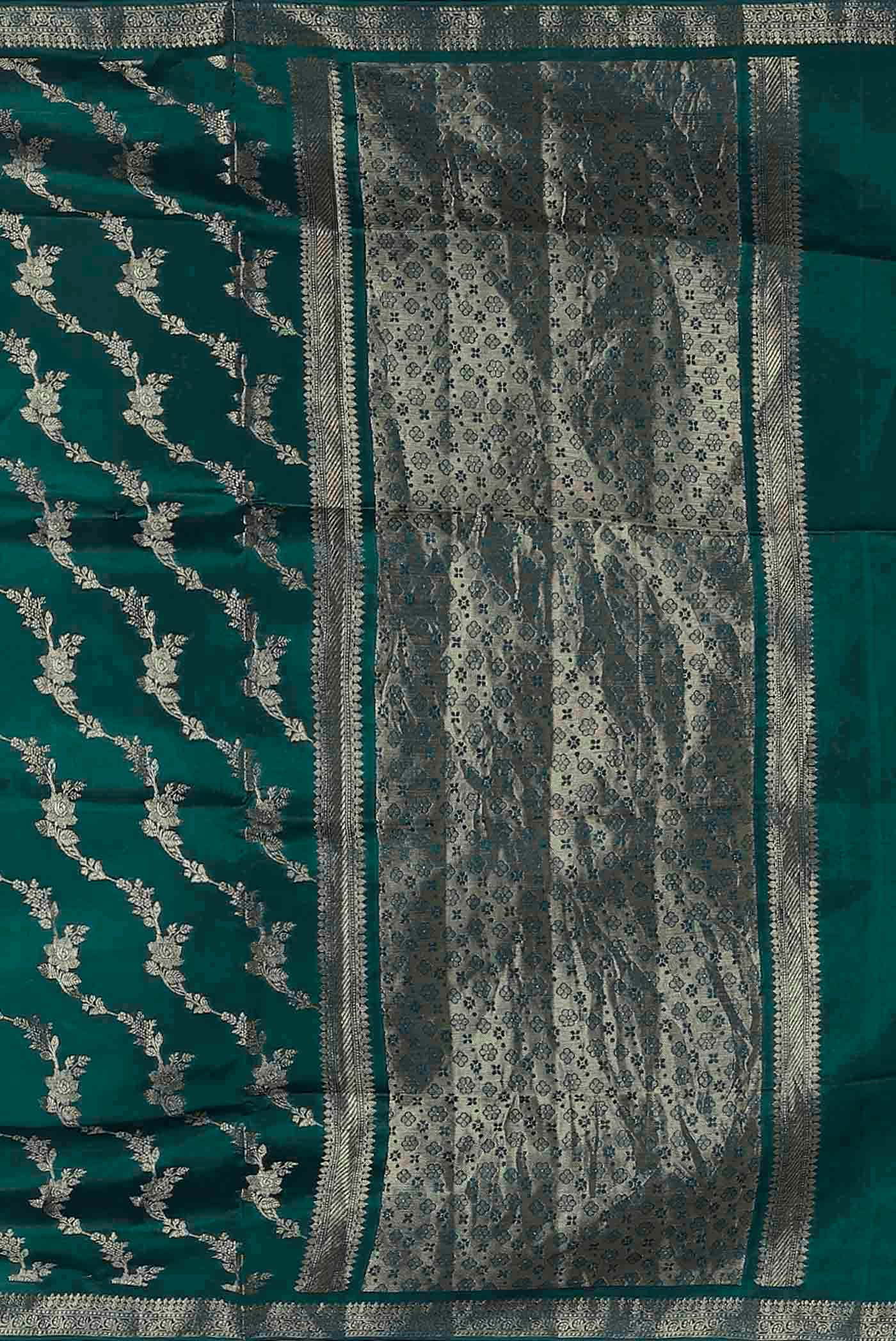Green Banarasi Raw Silk Saree