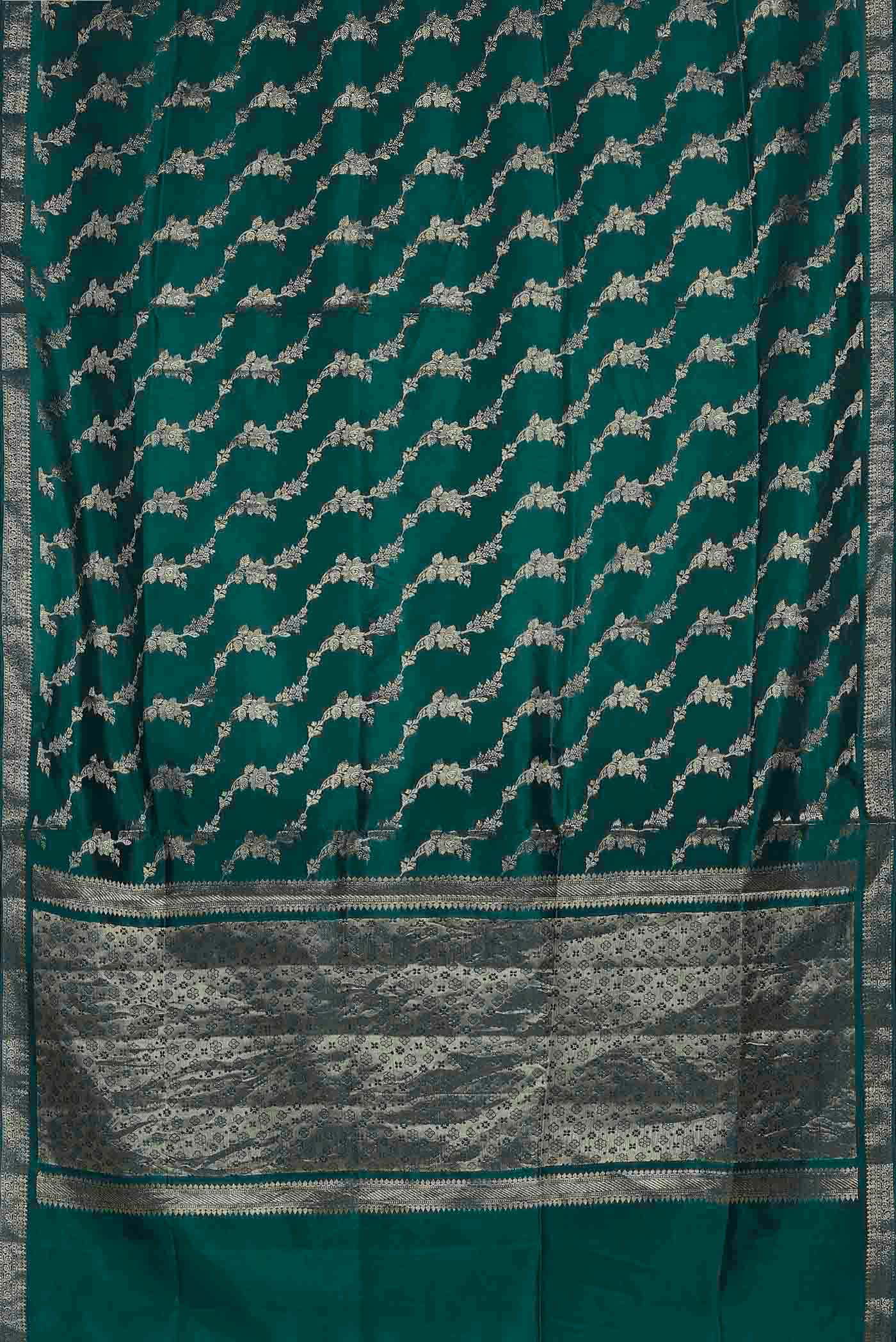 Green Banarasi Raw Silk Saree
