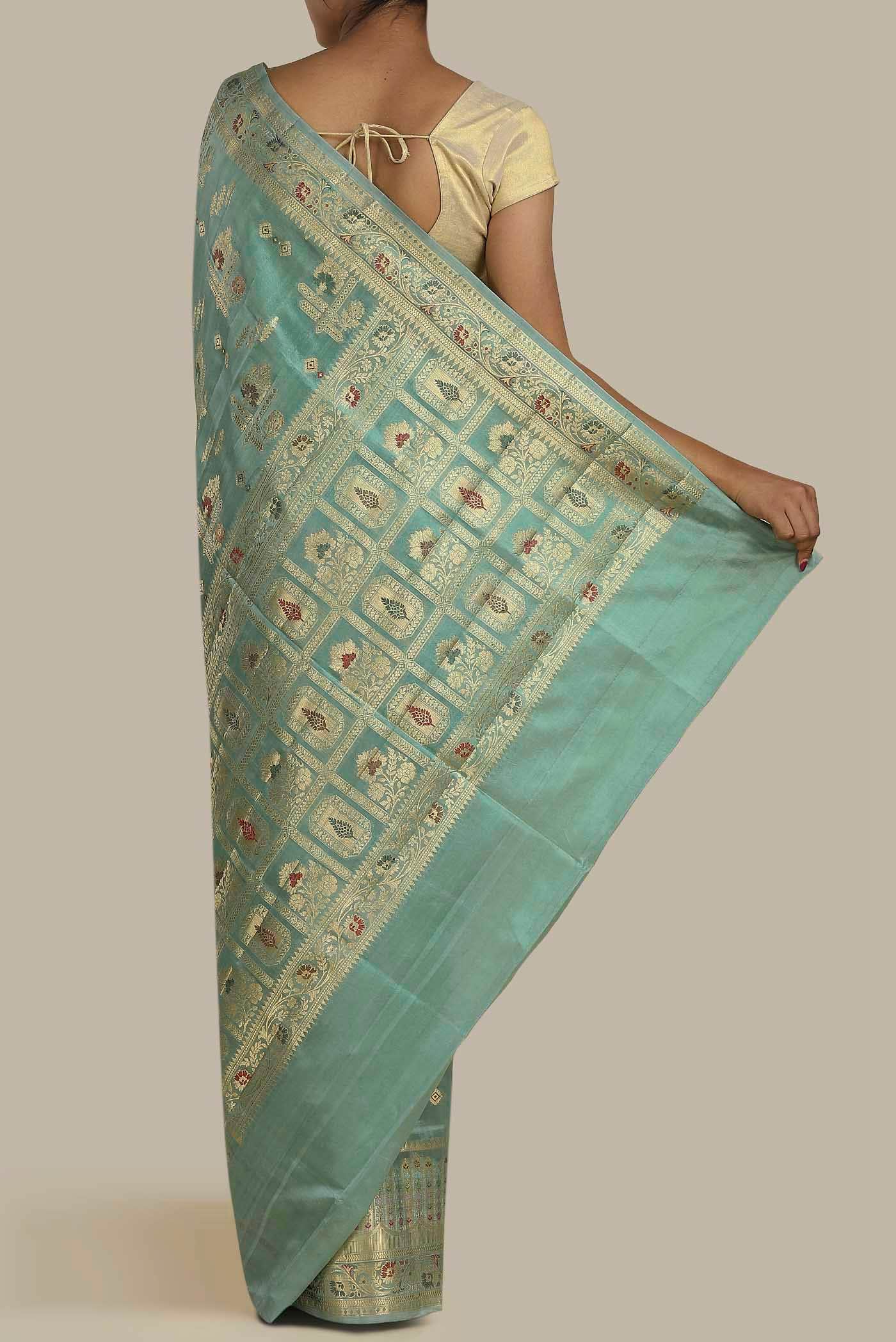 Green Banarasi Raw Silk Saree