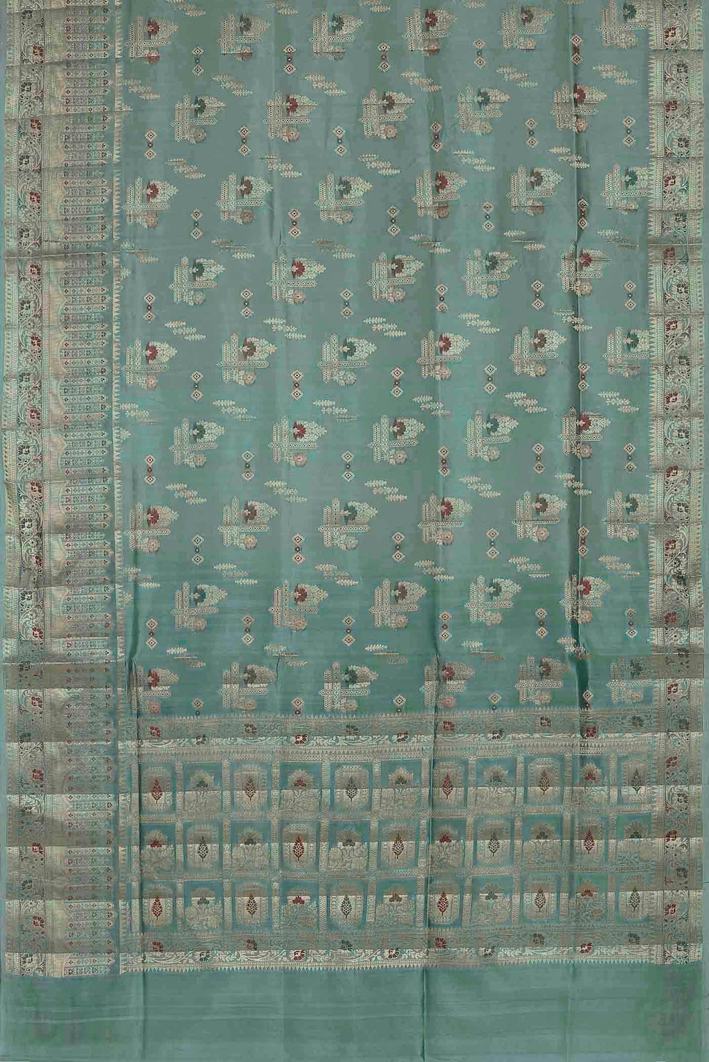 Green Banarasi Raw Silk Saree