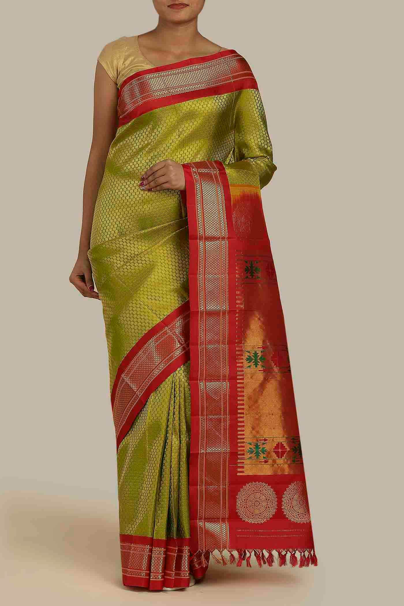 Green Gadwal Silk Saree