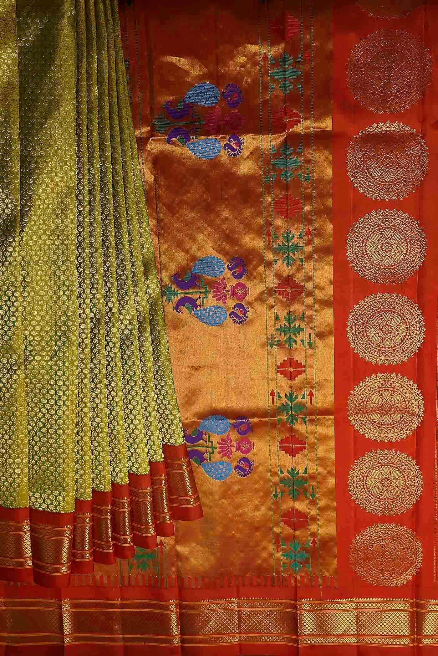 Green Gadwal Silk Saree