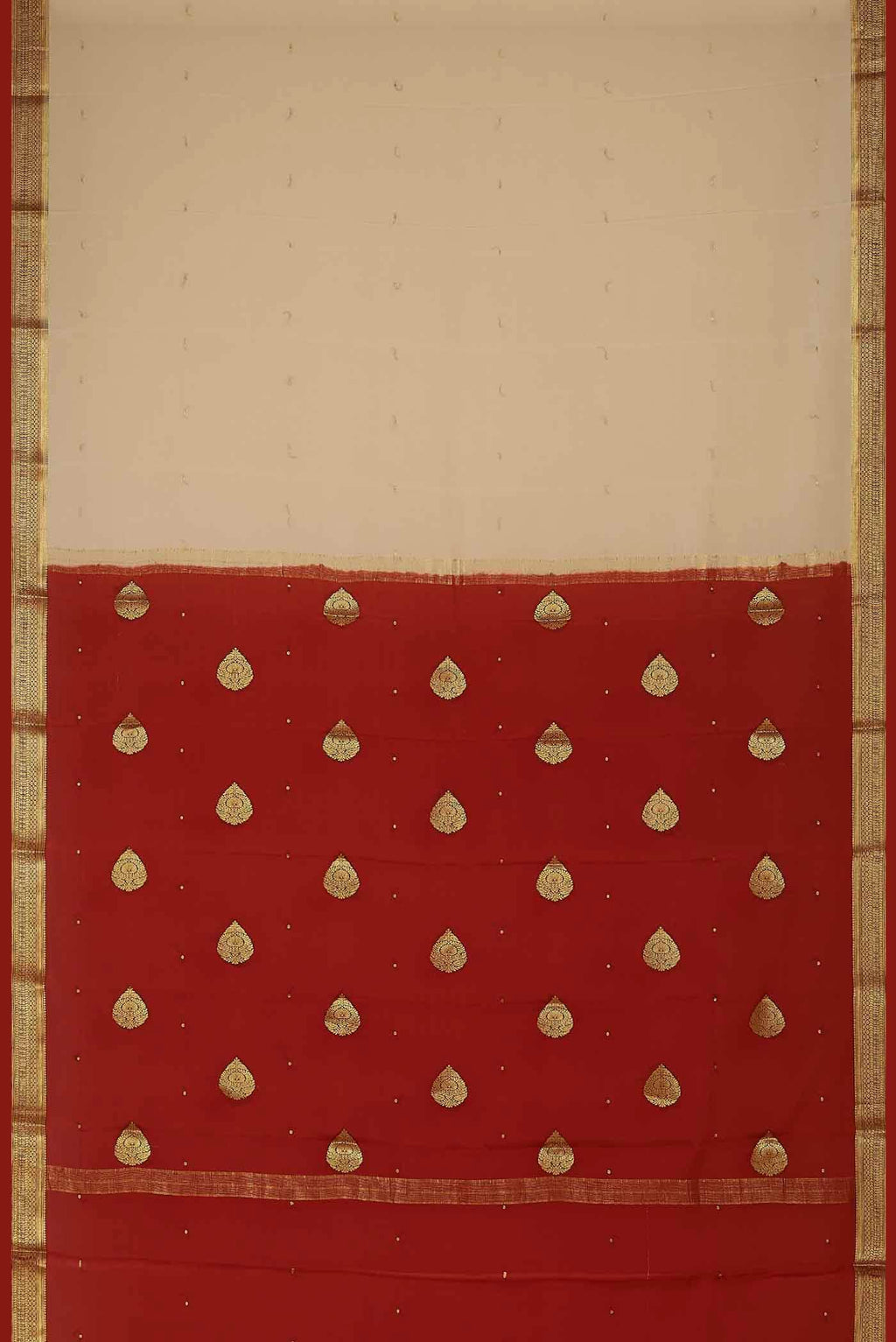 Cream Mysore Crepe Saree