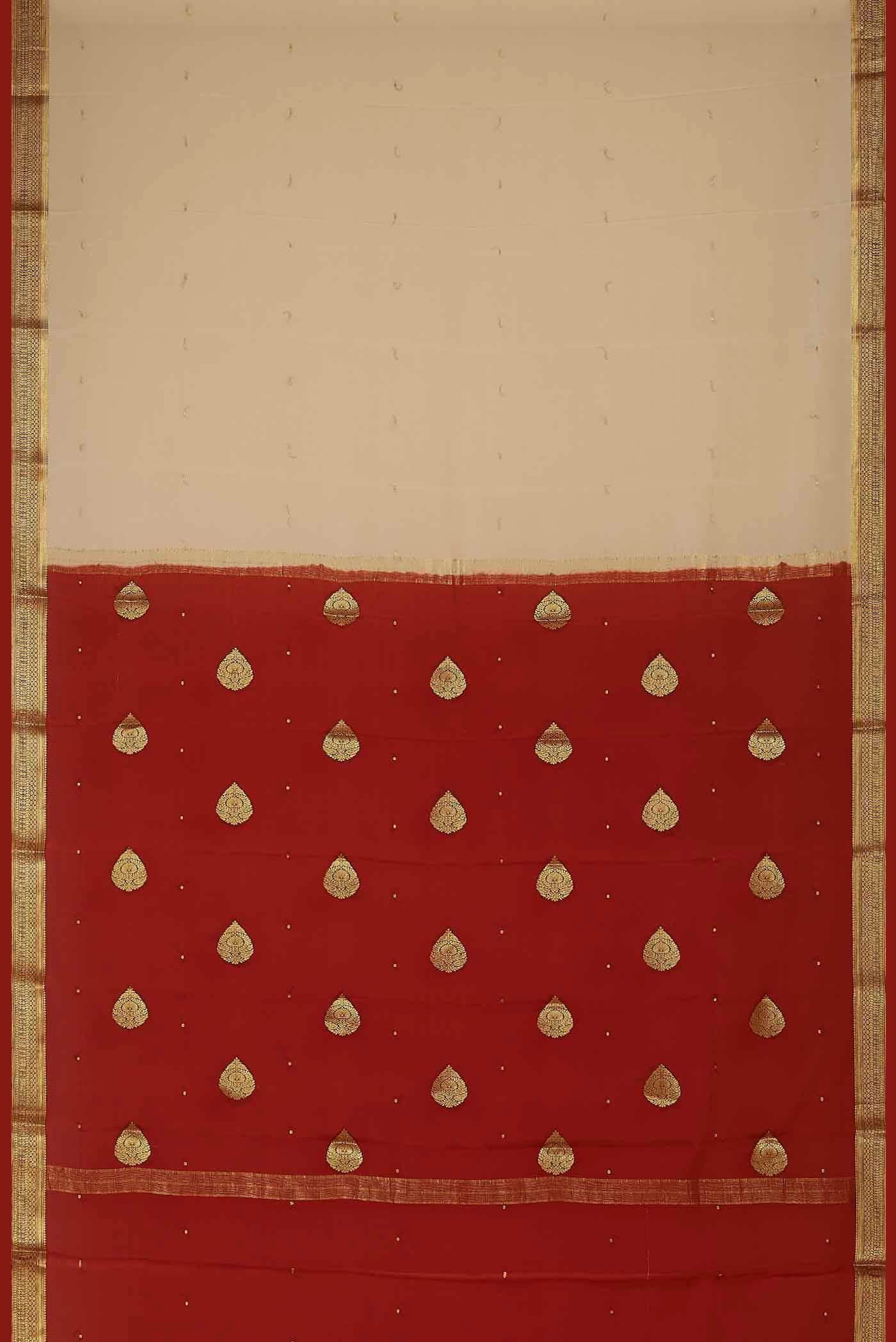 Cream Mysore Crepe Saree
