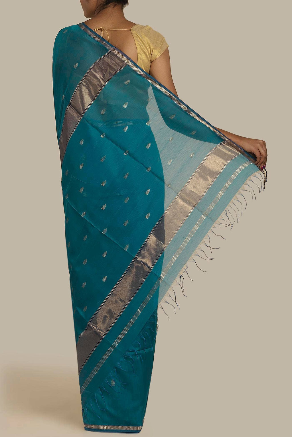 Blue Maheshwari Silk Cotton Saree