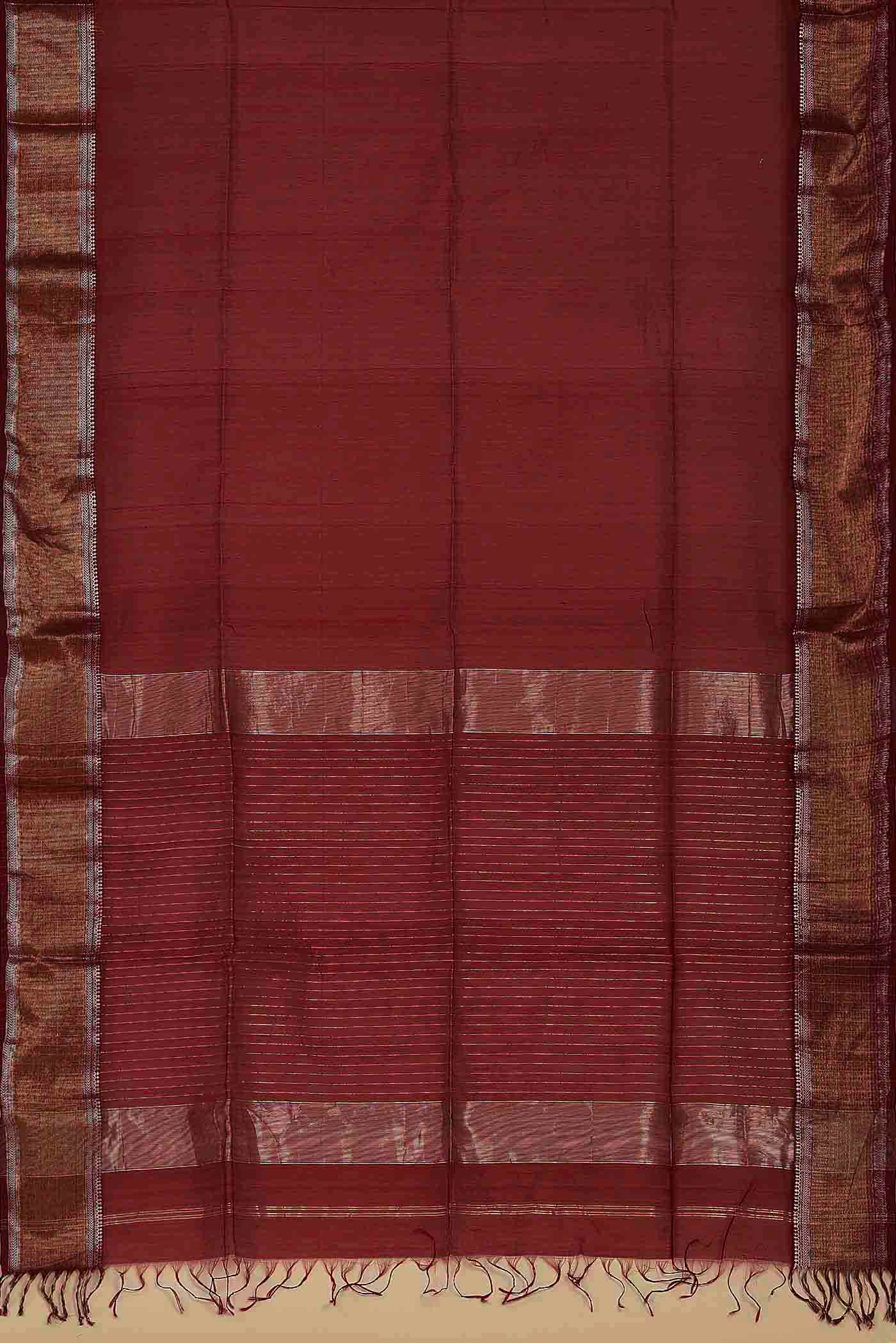 Red Maheshwari Silk Cotton Saree
