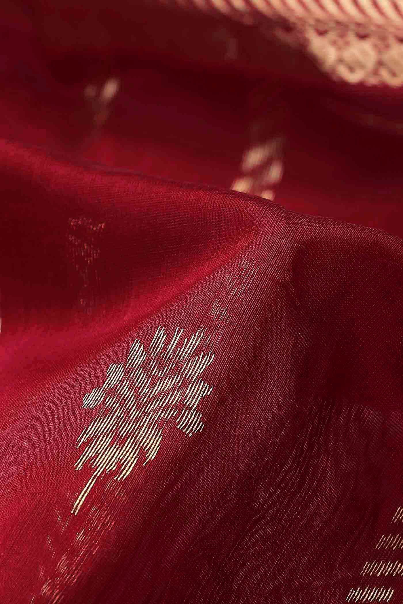 Red Maheshwari Silk Cotton Saree
