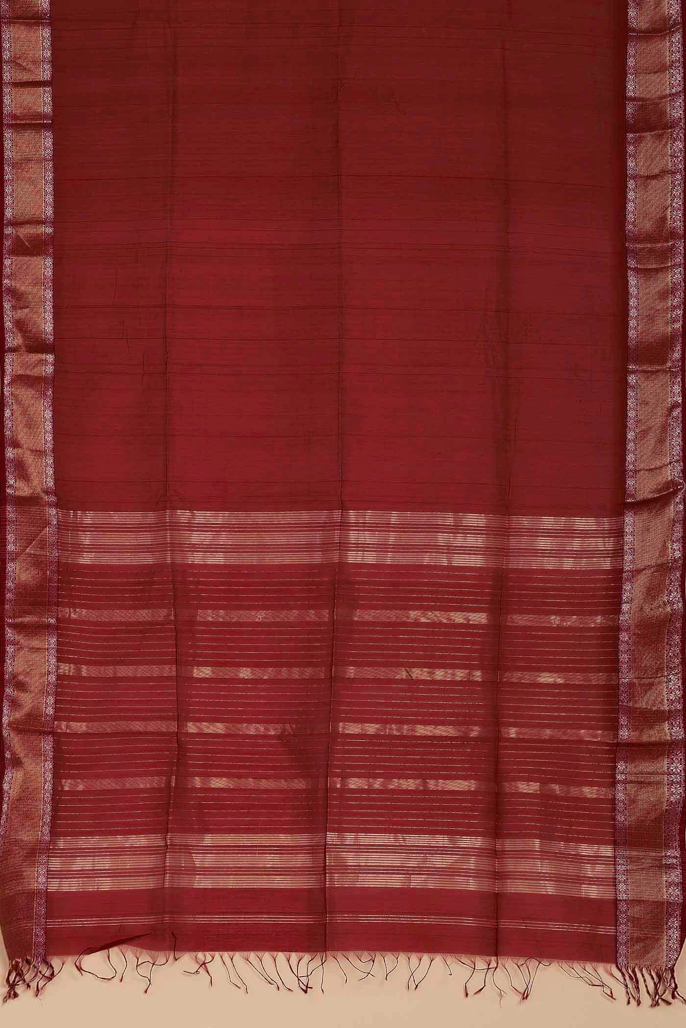 Red Maheshwari Silk Cotton Saree
