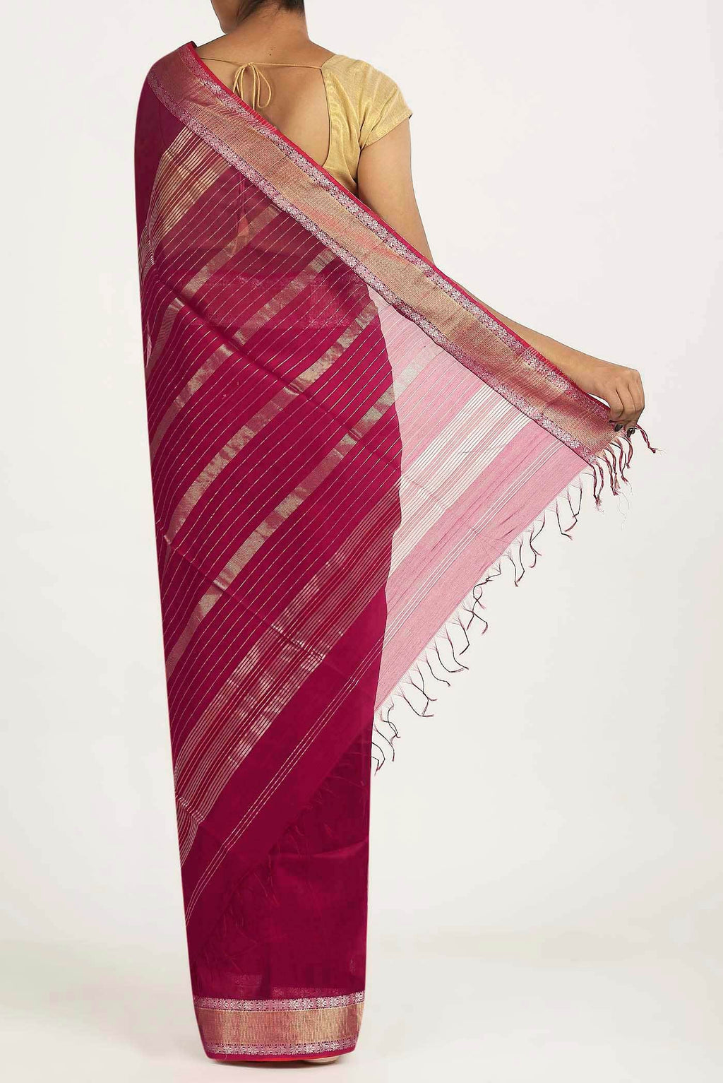 Pink Maheshwari Silk Cotton Saree