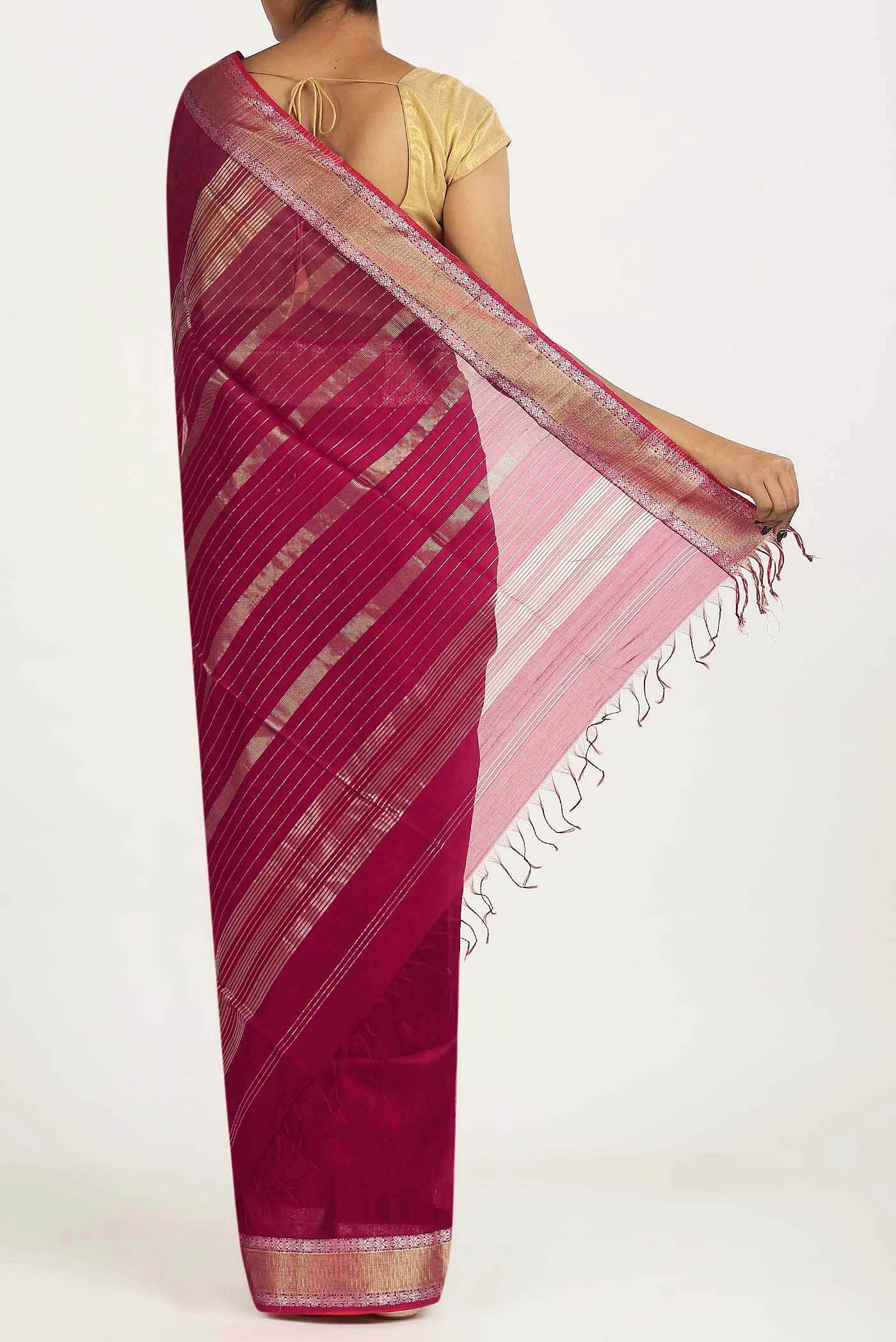 Pink Maheshwari Silk Cotton Saree