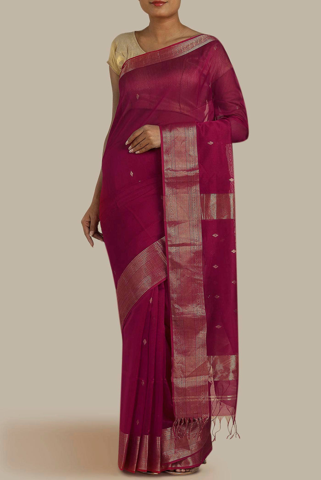 Maroon Silk Cotton Saree