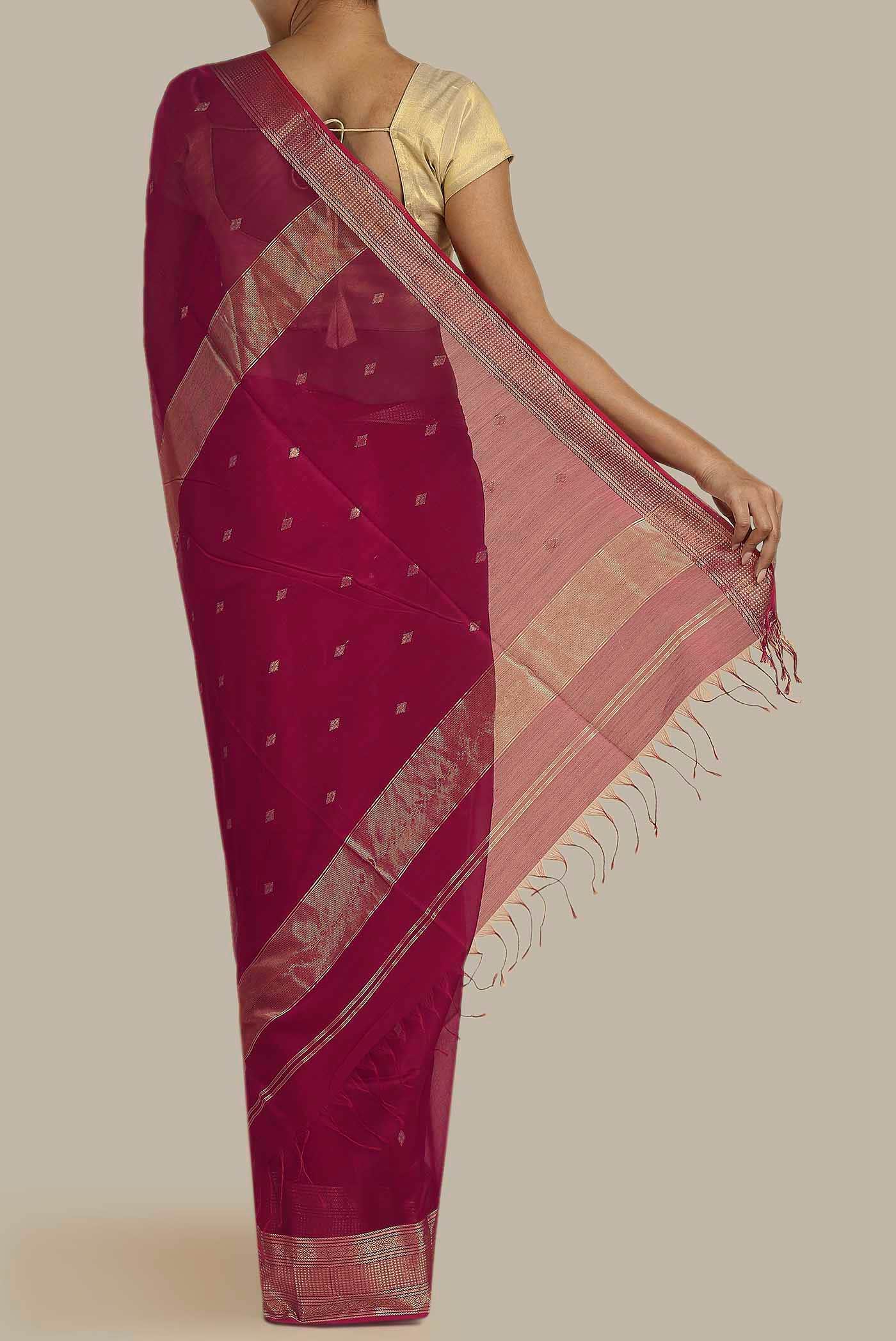 Maroon Silk Cotton Saree