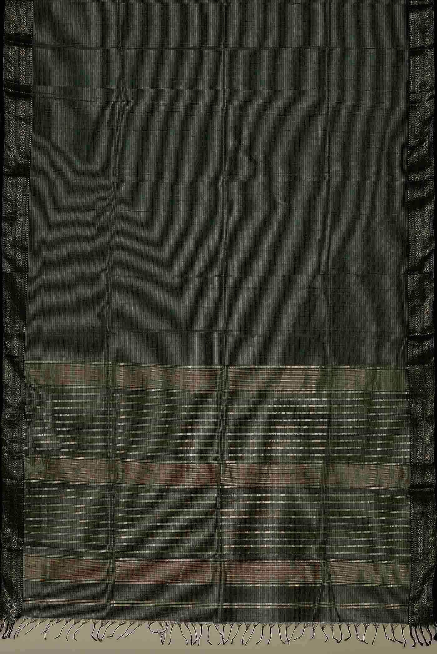 Bottle Green Maheshwari Silk Cotton Saree