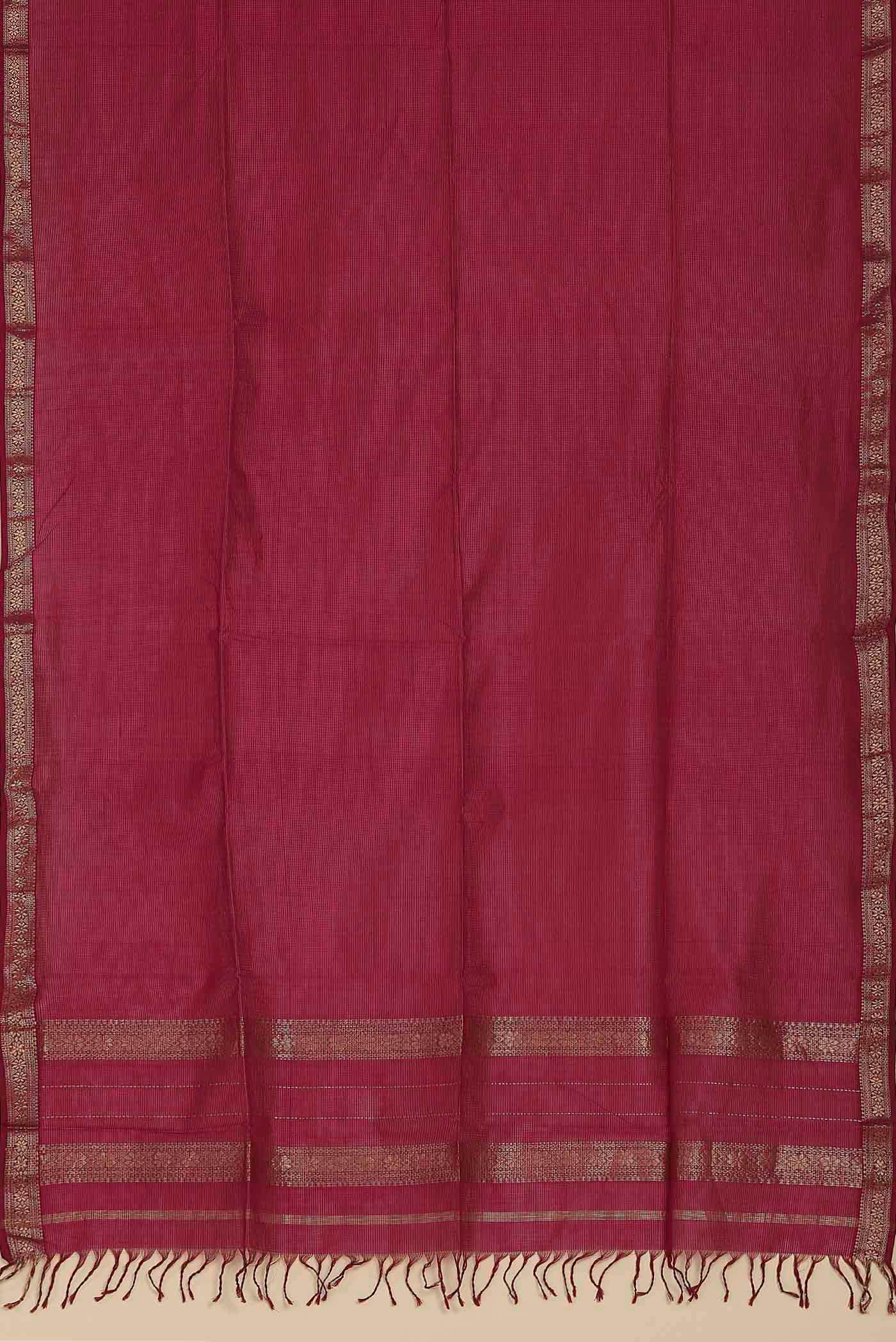 Red Maheshwari Silk Cotton Saree