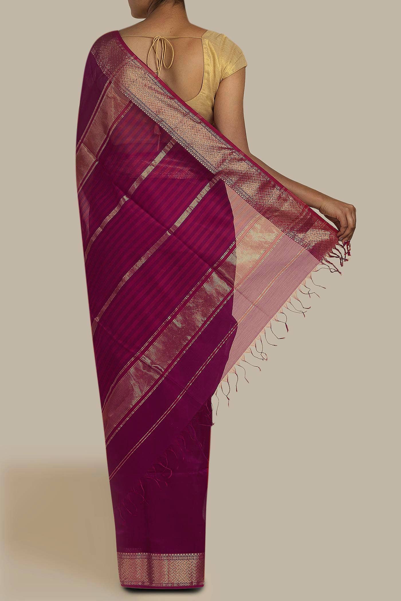 Magenta Maheshwari Silk Cotton Saree